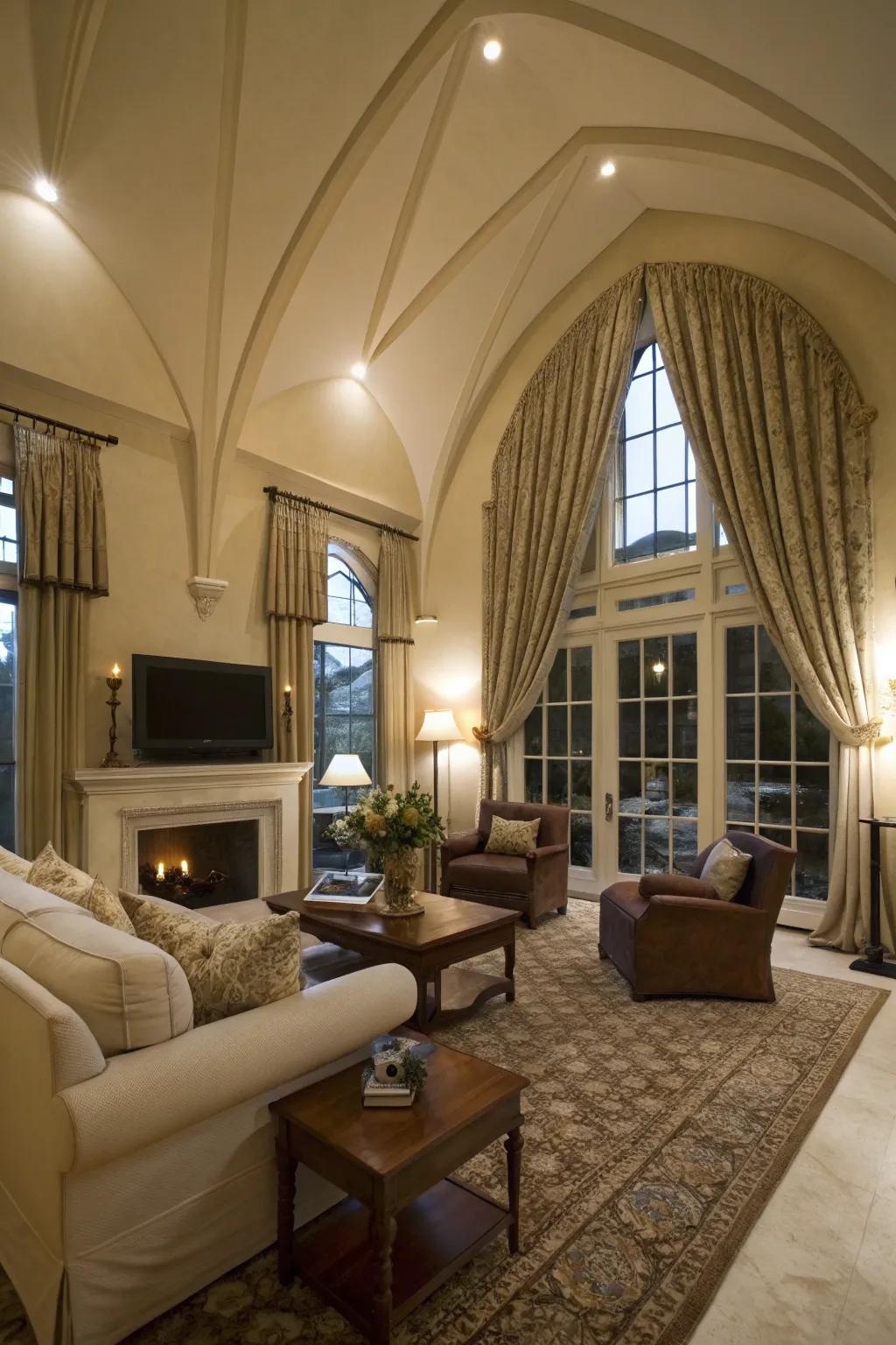 Elevate your space with the luxurious touch of floor-to-ceiling drapes.