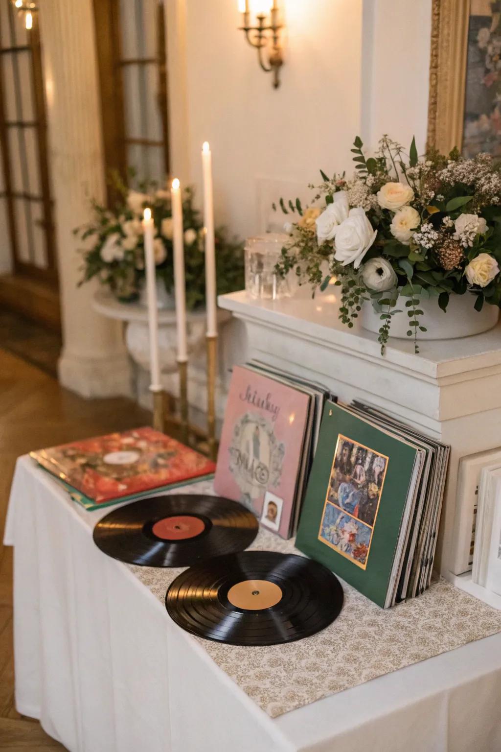 Vinyl records make a unique and musical guest book alternative.