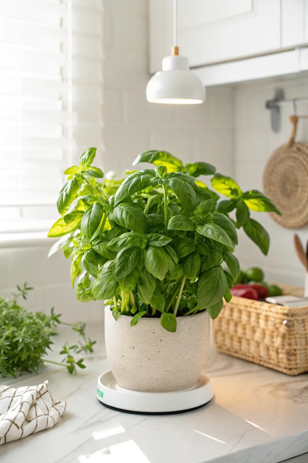 Basil Bonanza: Elevate your kitchen with fresh, fragrant basil from your Aerogarden.