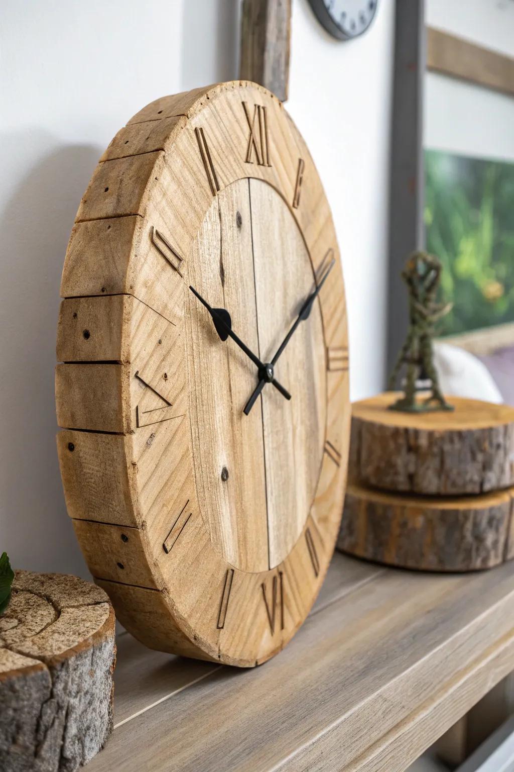 Timeless charm: Elevate your space with this handcrafted rustic wooden clock.