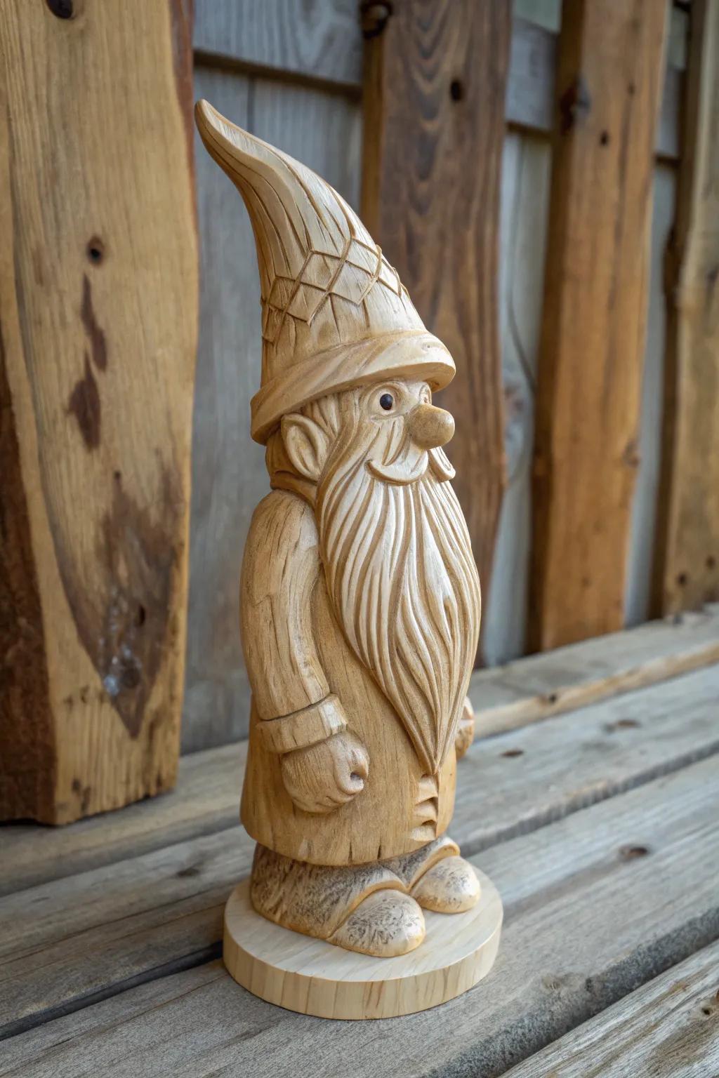 Discover the charm of handcrafted wooden gnomes — each with its own personality!