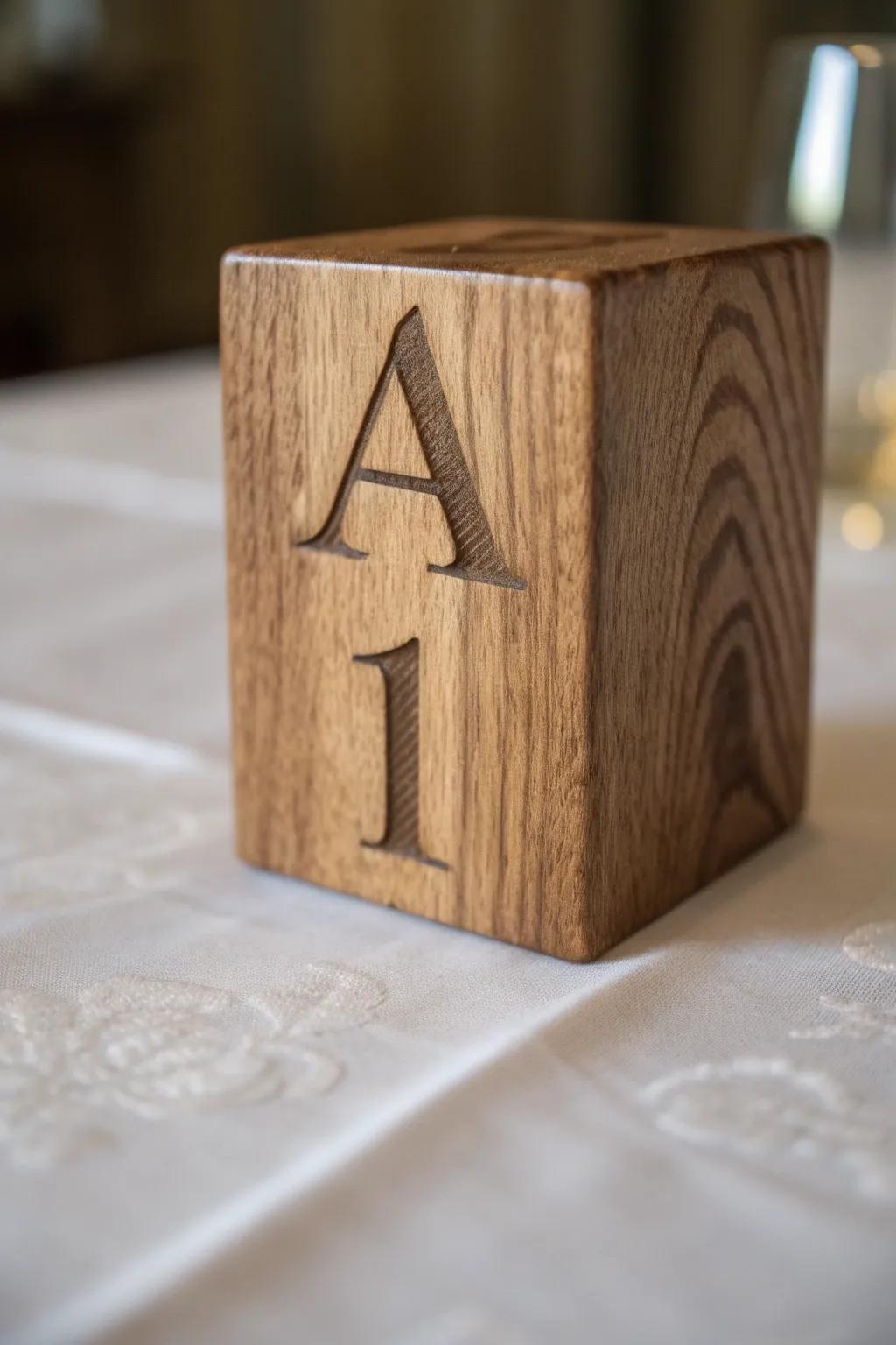 Craftsmanship at its finest: Elevate your space with elegant wooden alphabet and number blocks.