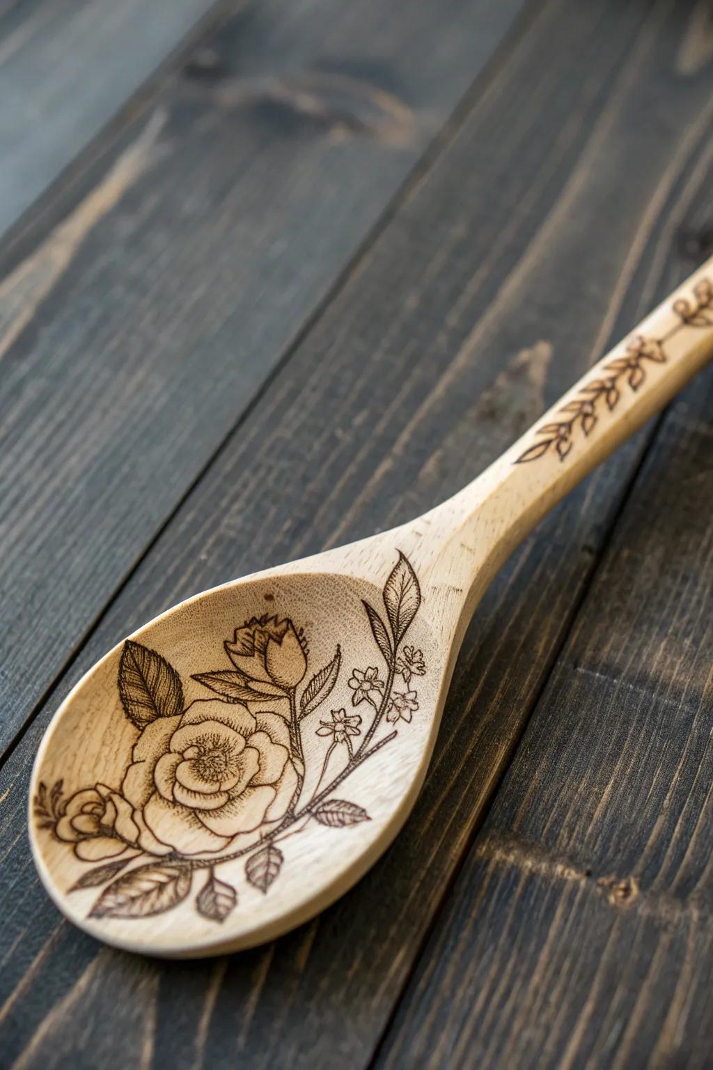 Discover the art of elegance with intricately crafted floral designs on wood.