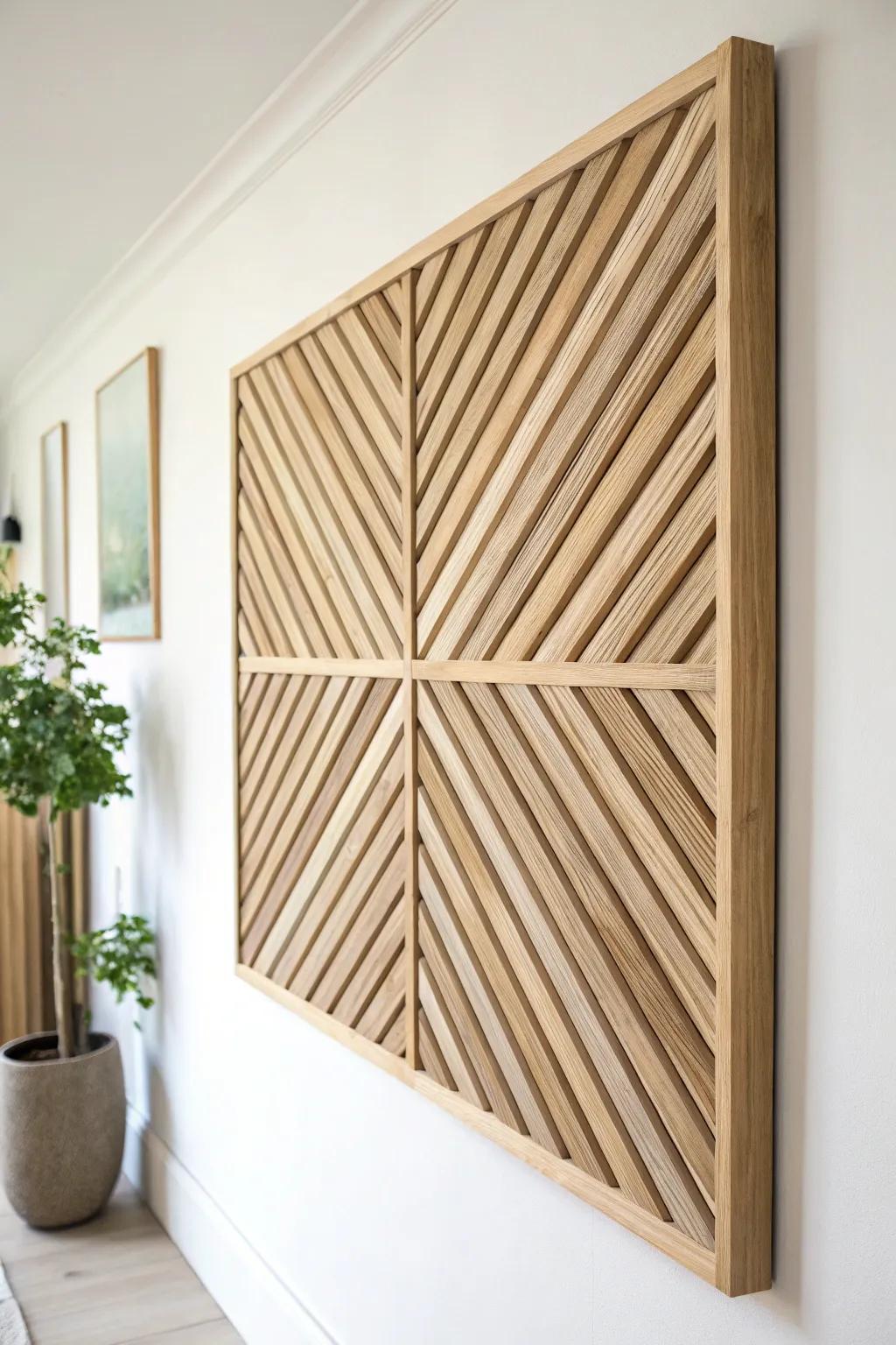 Elevate your space with the timeless elegance of wood slat wall art.