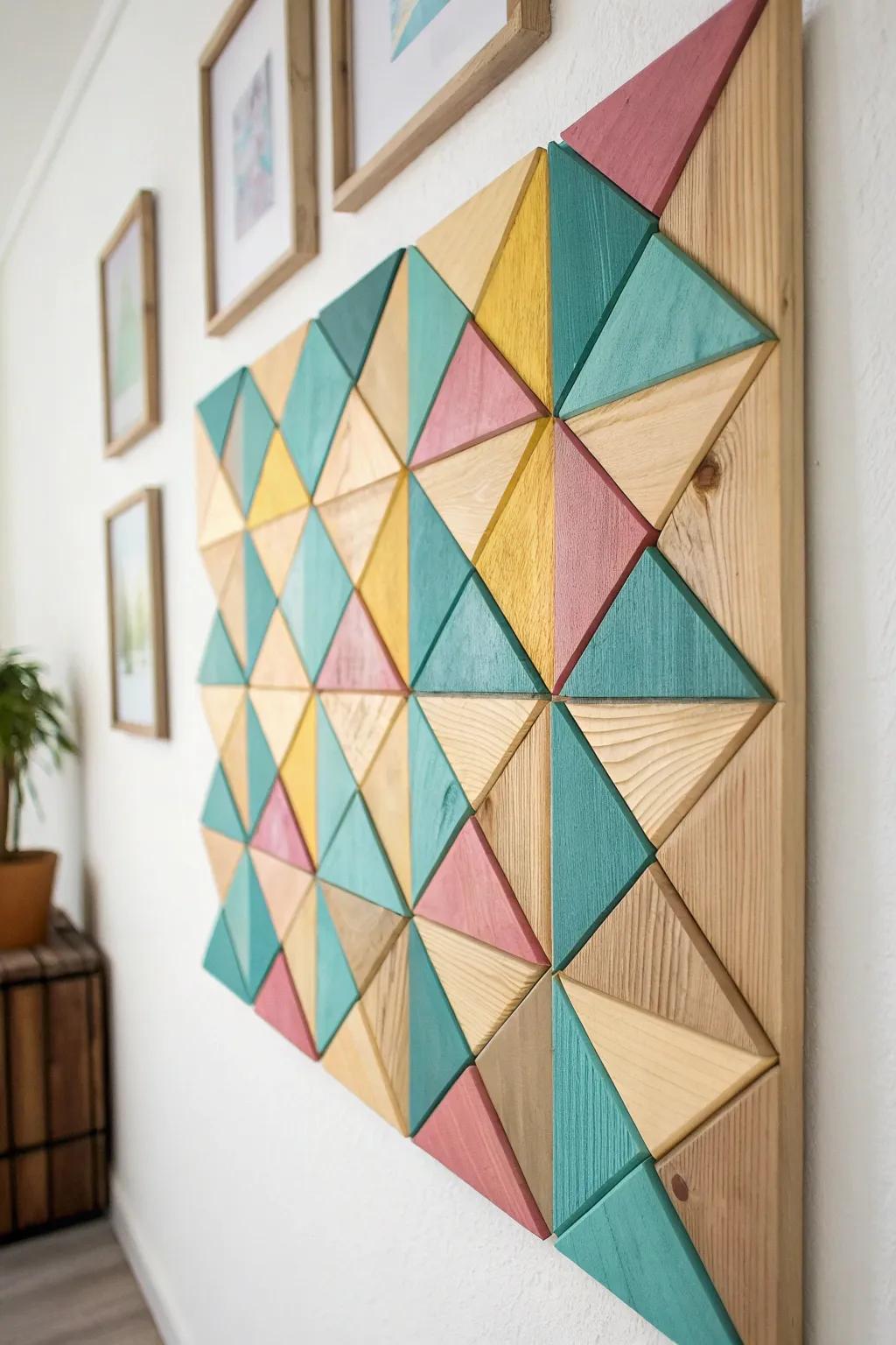 Transform your space with vibrant geometric wall art that blends craftsmanship with minimalist elegance.