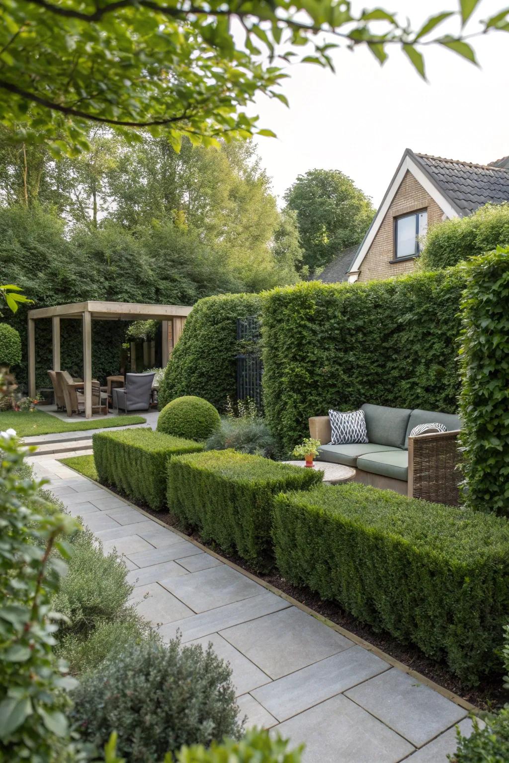 Natural hedges create a private and lush boundary in your yard.