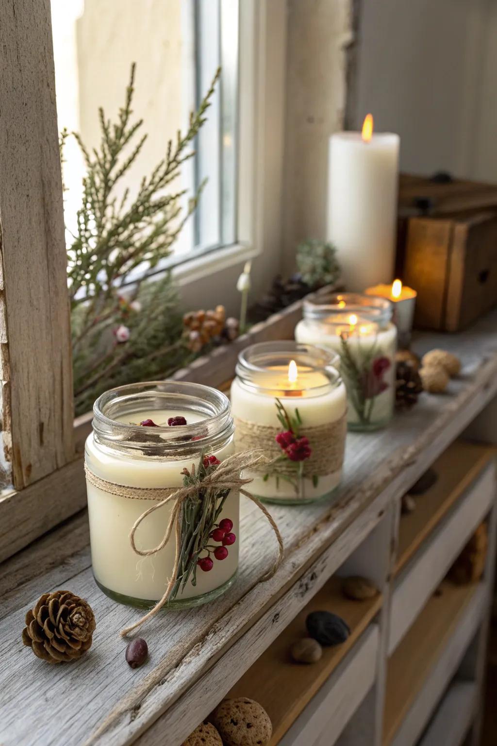 Homemade candles add a personal touch to any space.