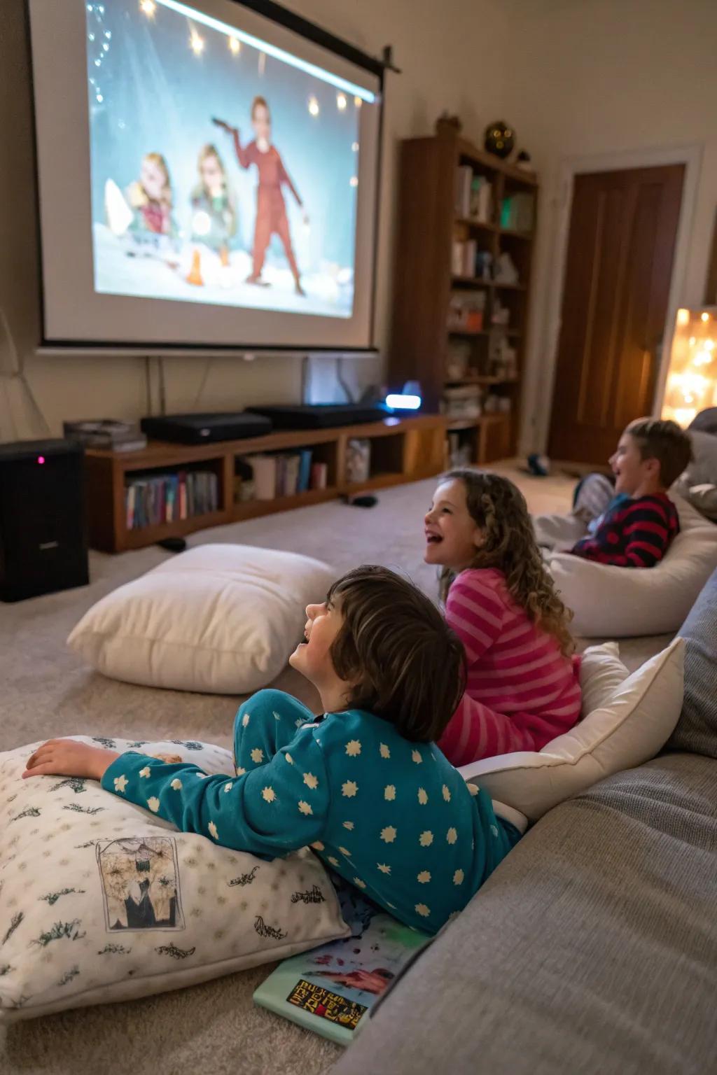 A pajama party with a movie marathon is a cozy way to celebrate a birthday.