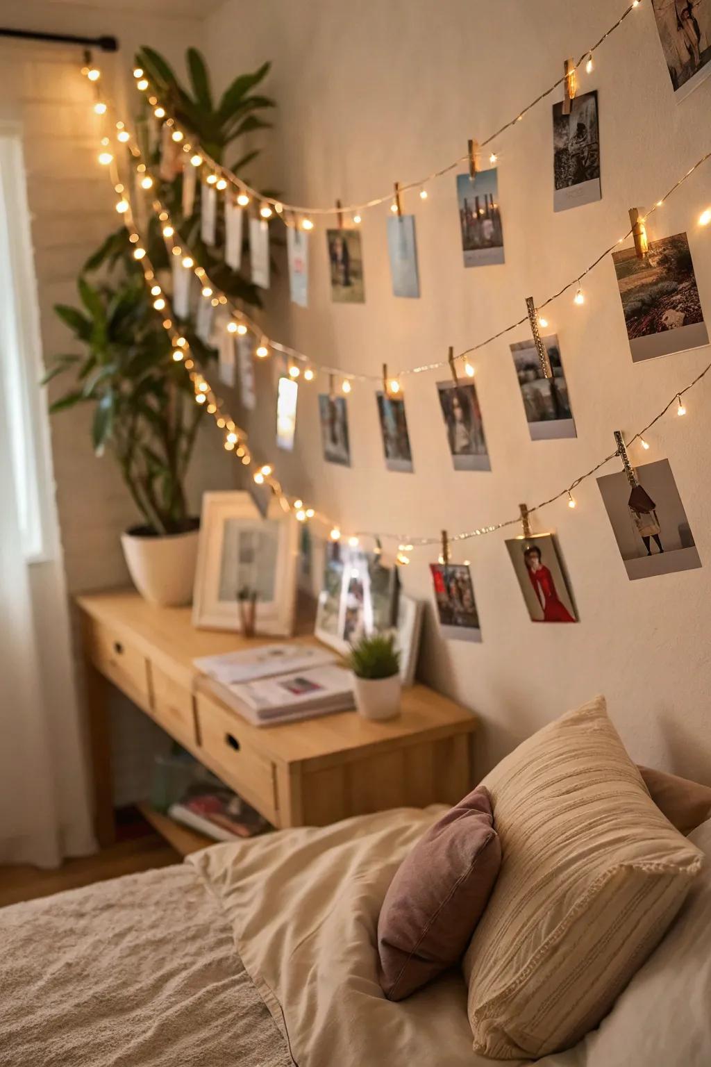 Photo clip string lights turn cherished memories into a glowing display.