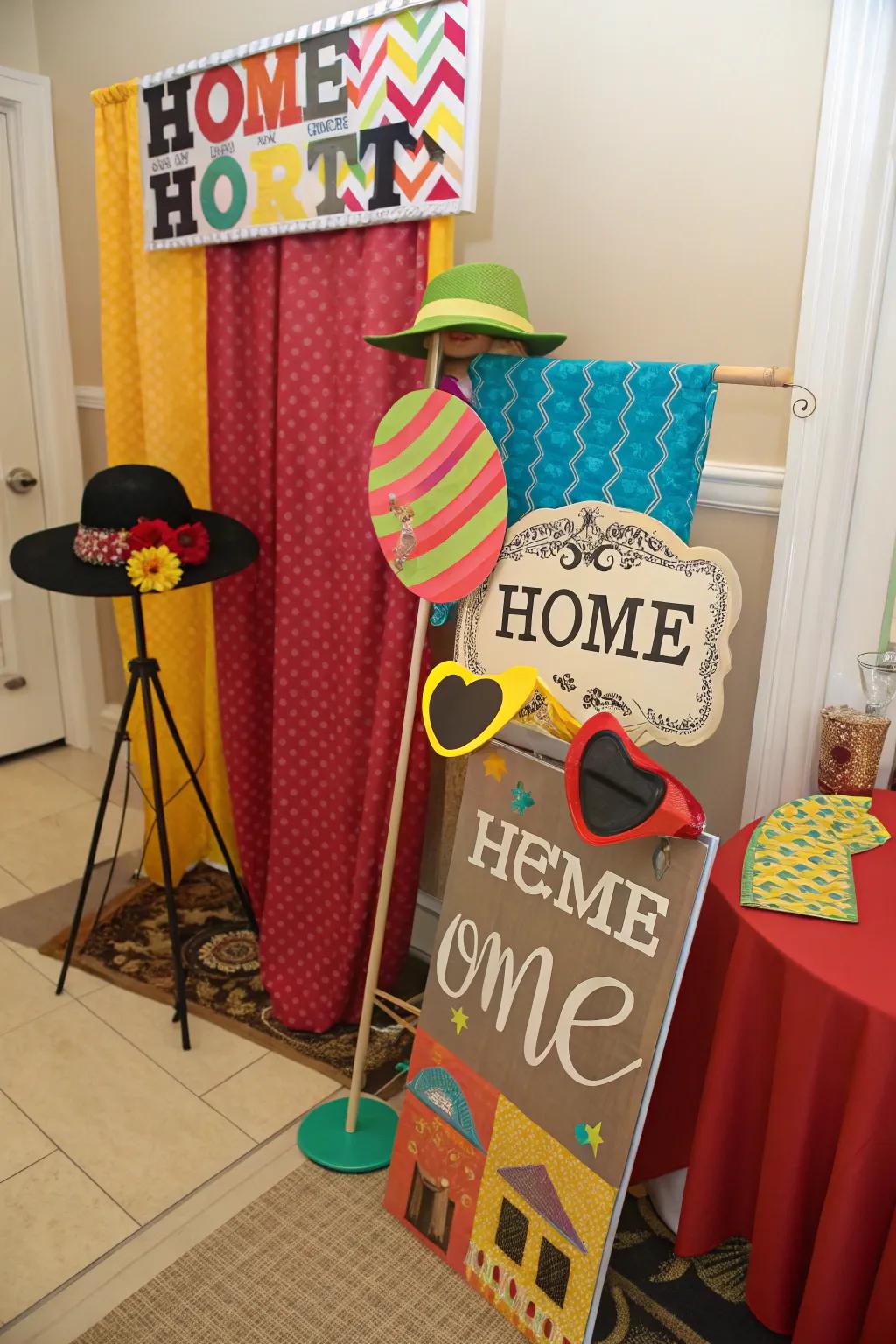 A playful photo booth ready for capturing fun memories.