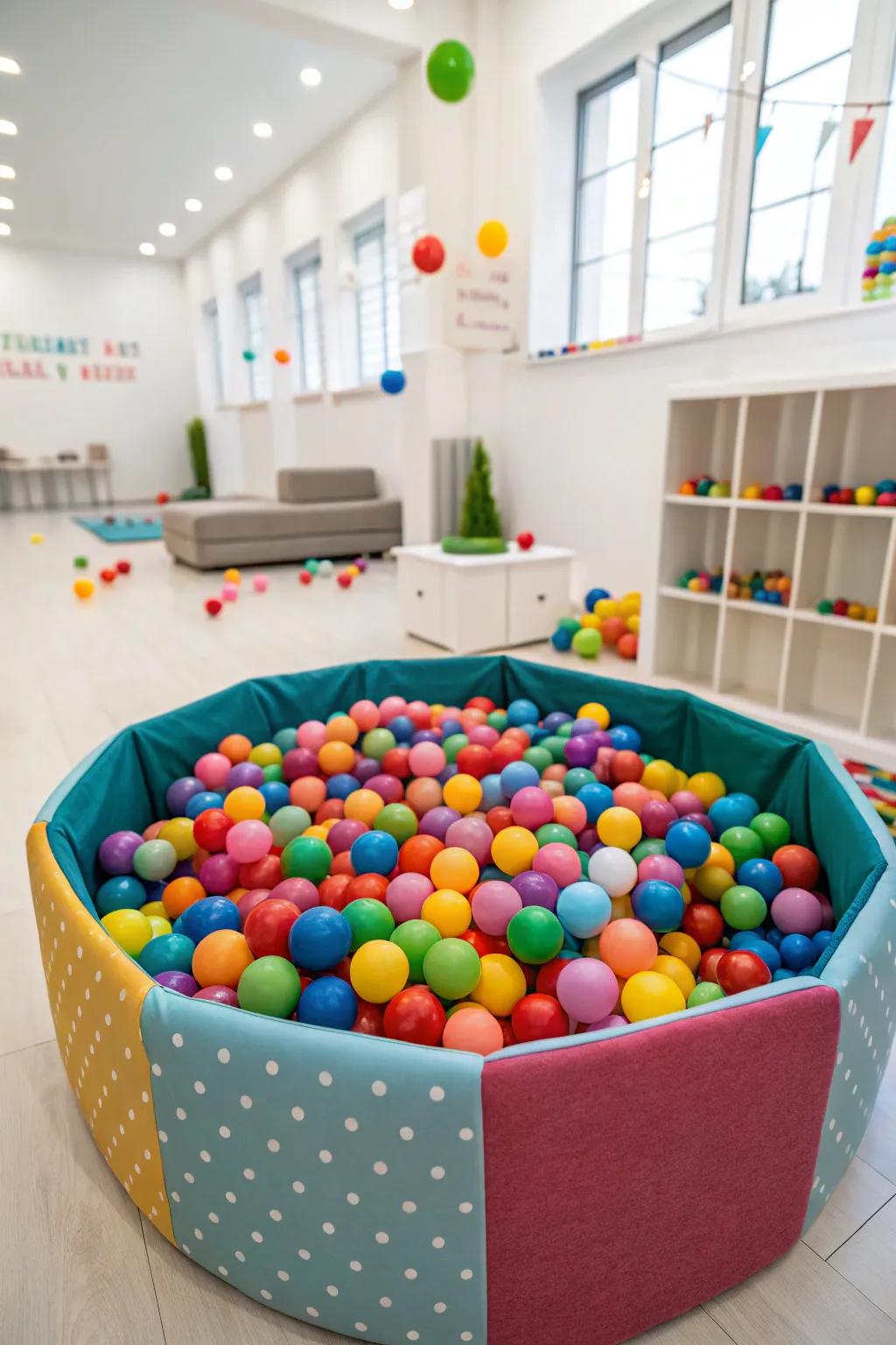 Jump into joy with a soft and colorful fabric ball pit.