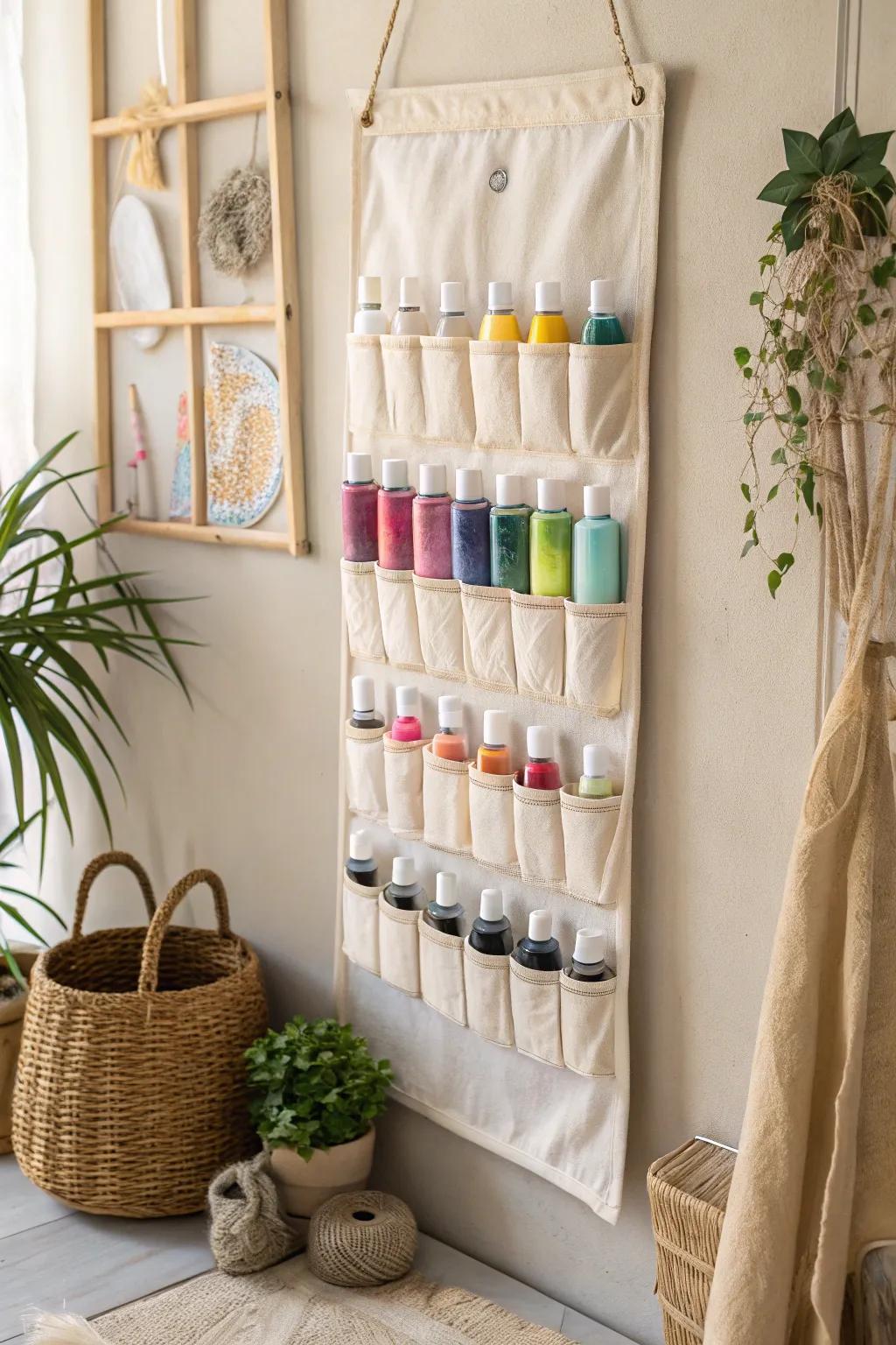 Transform your space with this chic and functional paint storage hack!