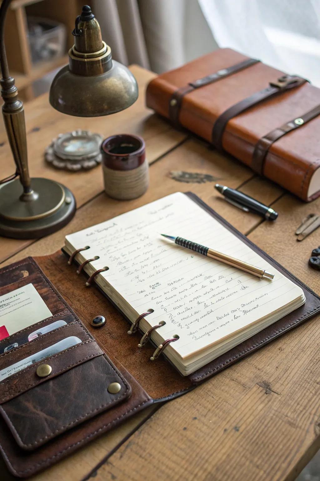 Capture memories and dreams in a leather-bound journal.