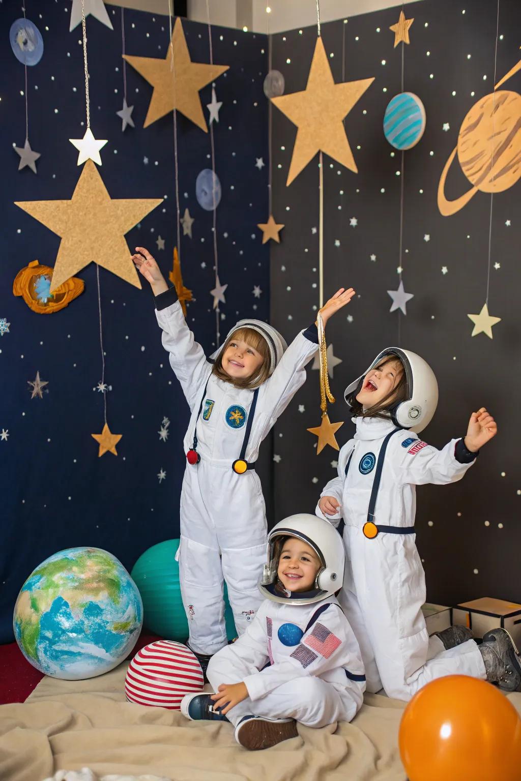 Young space explorers ready for an intergalactic adventure.