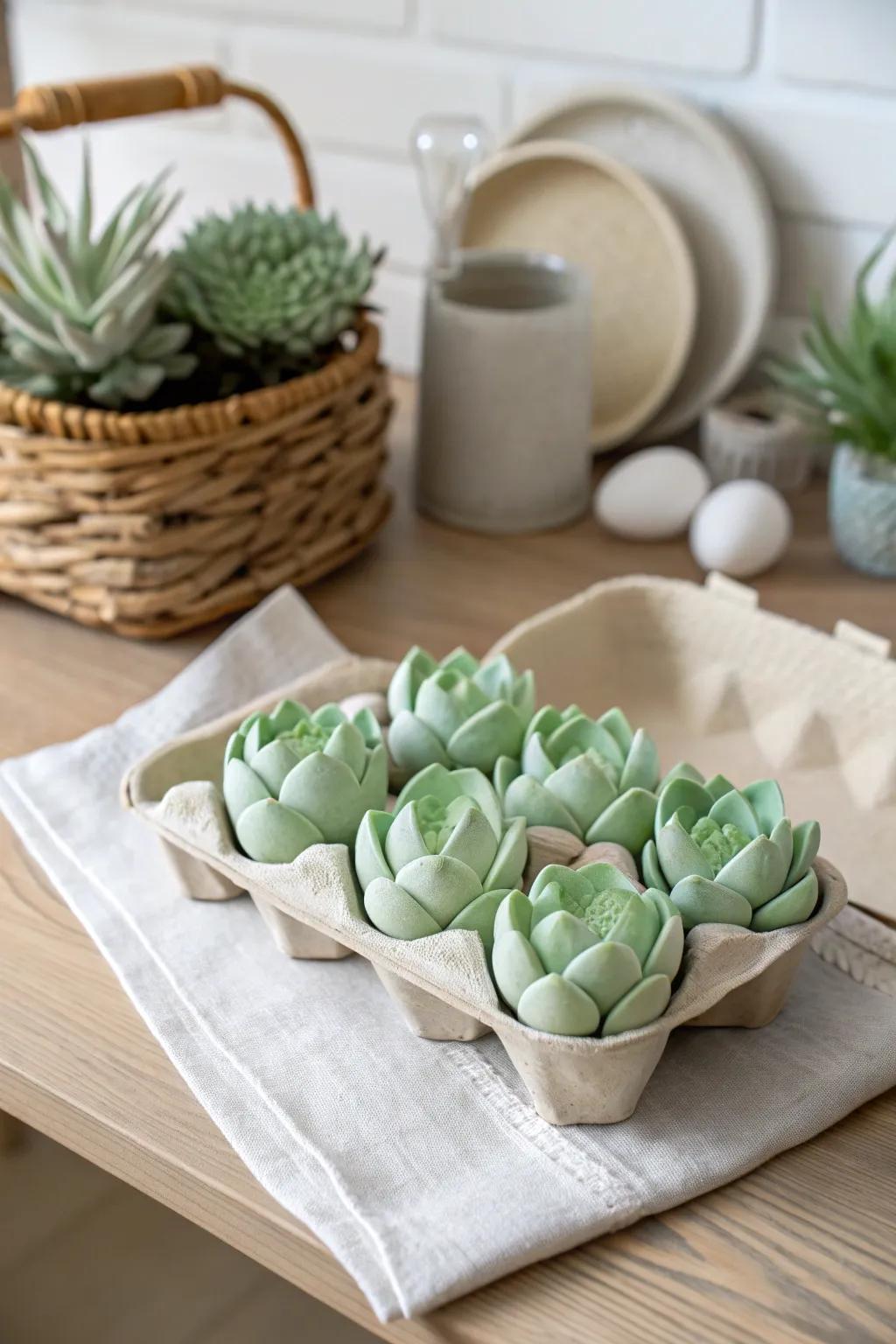 Transform everyday items into charming decor with this egg carton succulent craft - where simplicity meets natural beauty.
