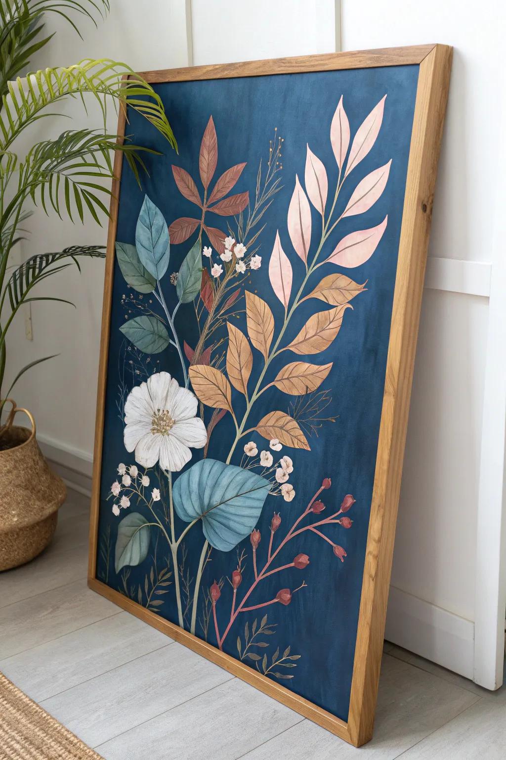 Discover the harmony of real and abstract on a canvas of blue.