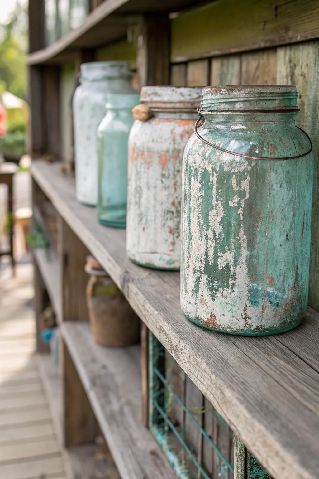 Vintage jars adding charm to a classic setting.