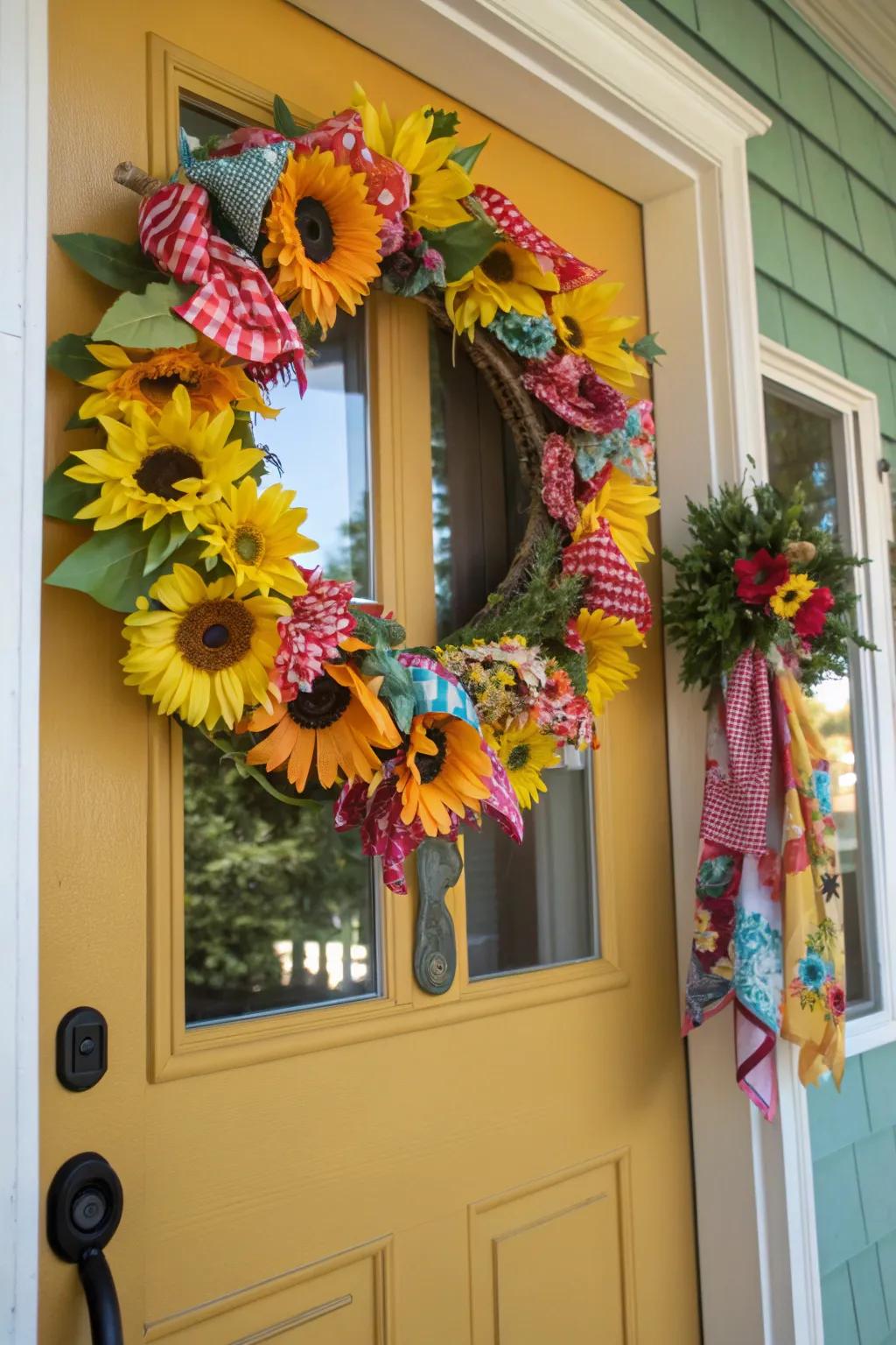 Add a cheerful touch with a homemade summer wreath.