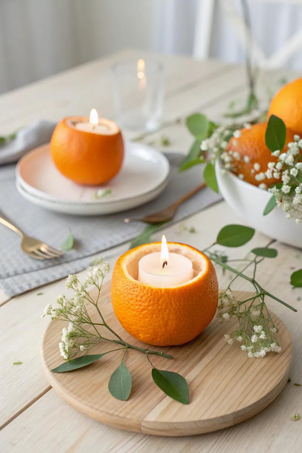 Illuminate your summer nights with these charming DIY citrus candle holders. A perfect blend of simplicity and natural elegance!