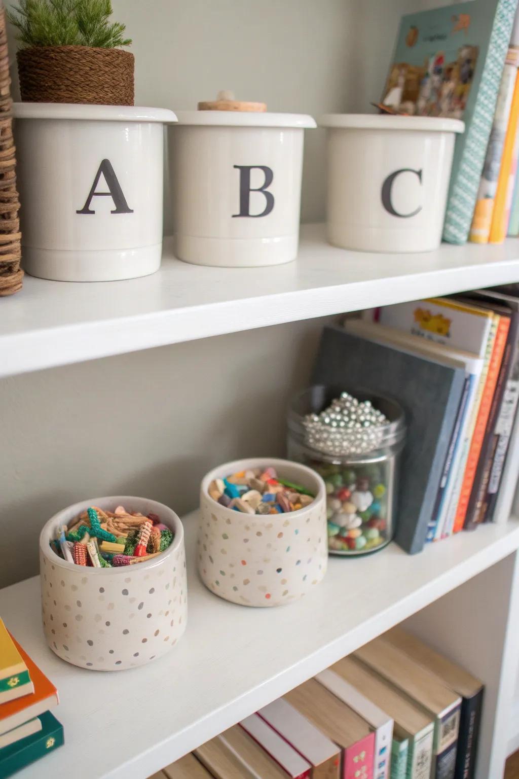 Personalize your storage with creative air dry clay alphabet containers.