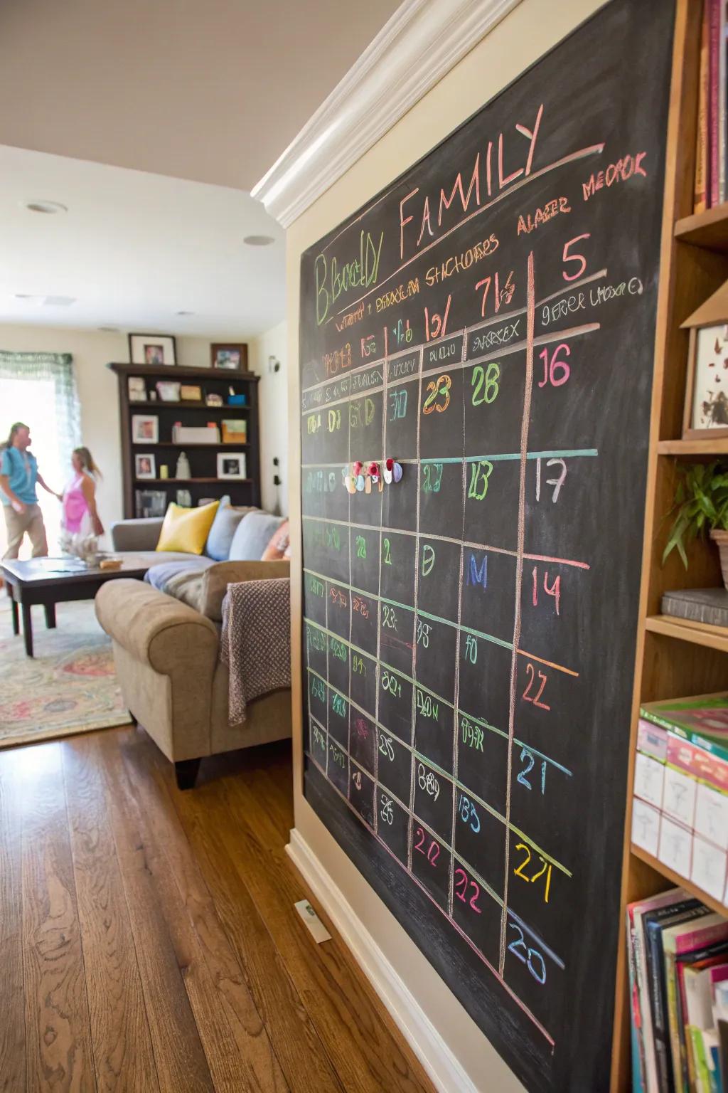 An interactive chalkboard calendar that builds anticipation for events.