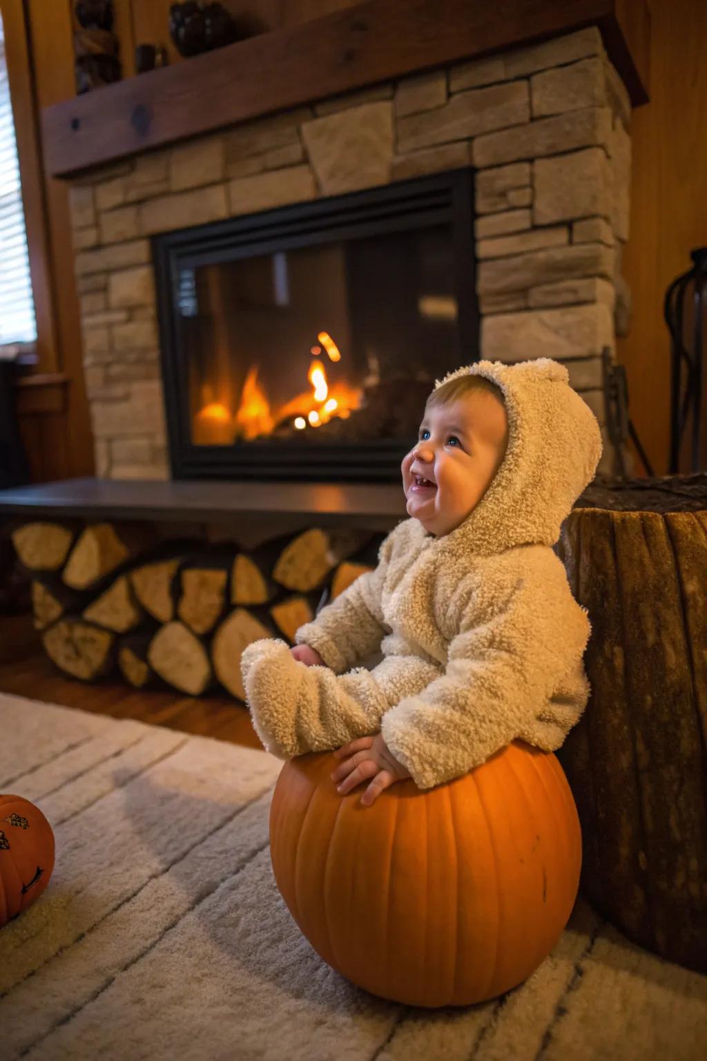 An indoor setup offers warmth and comfort on chilly days.