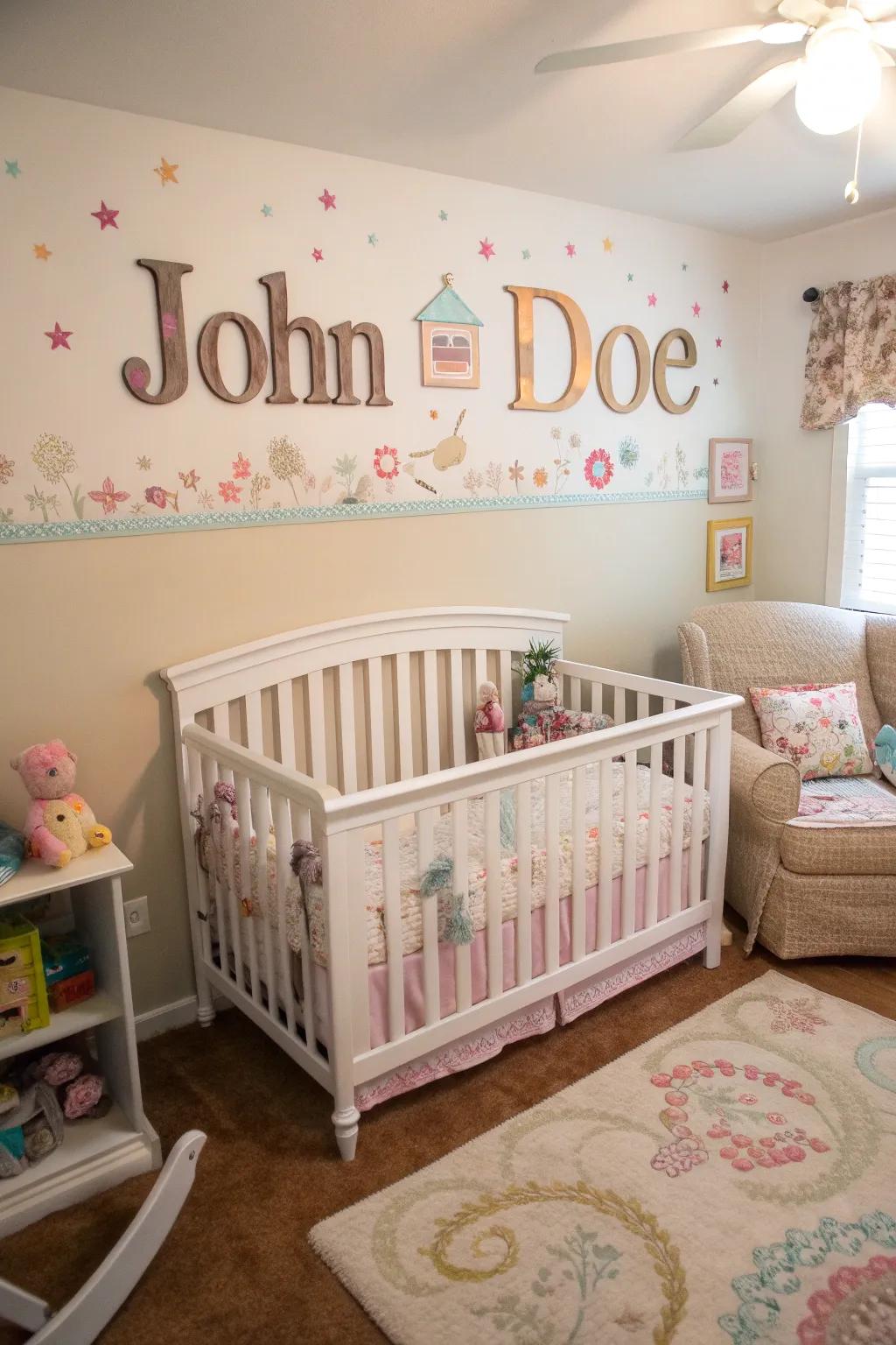 Personal touches add a unique charm to the nursery.