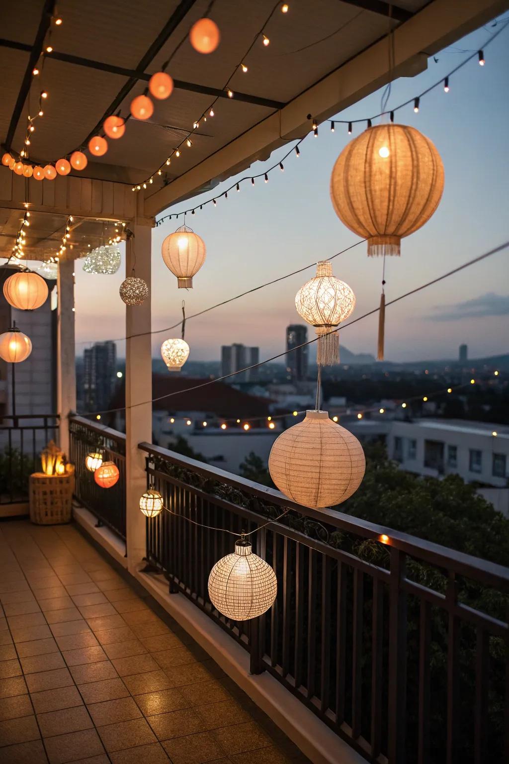 Lanterns provide both light and decoration.