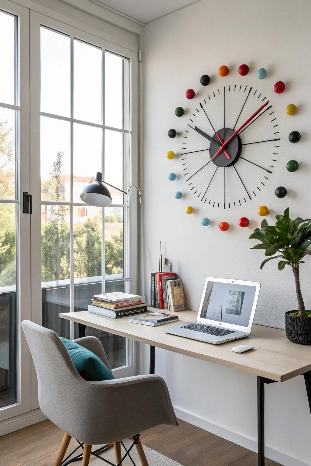 Keep time stylishly with a ball wall clock.