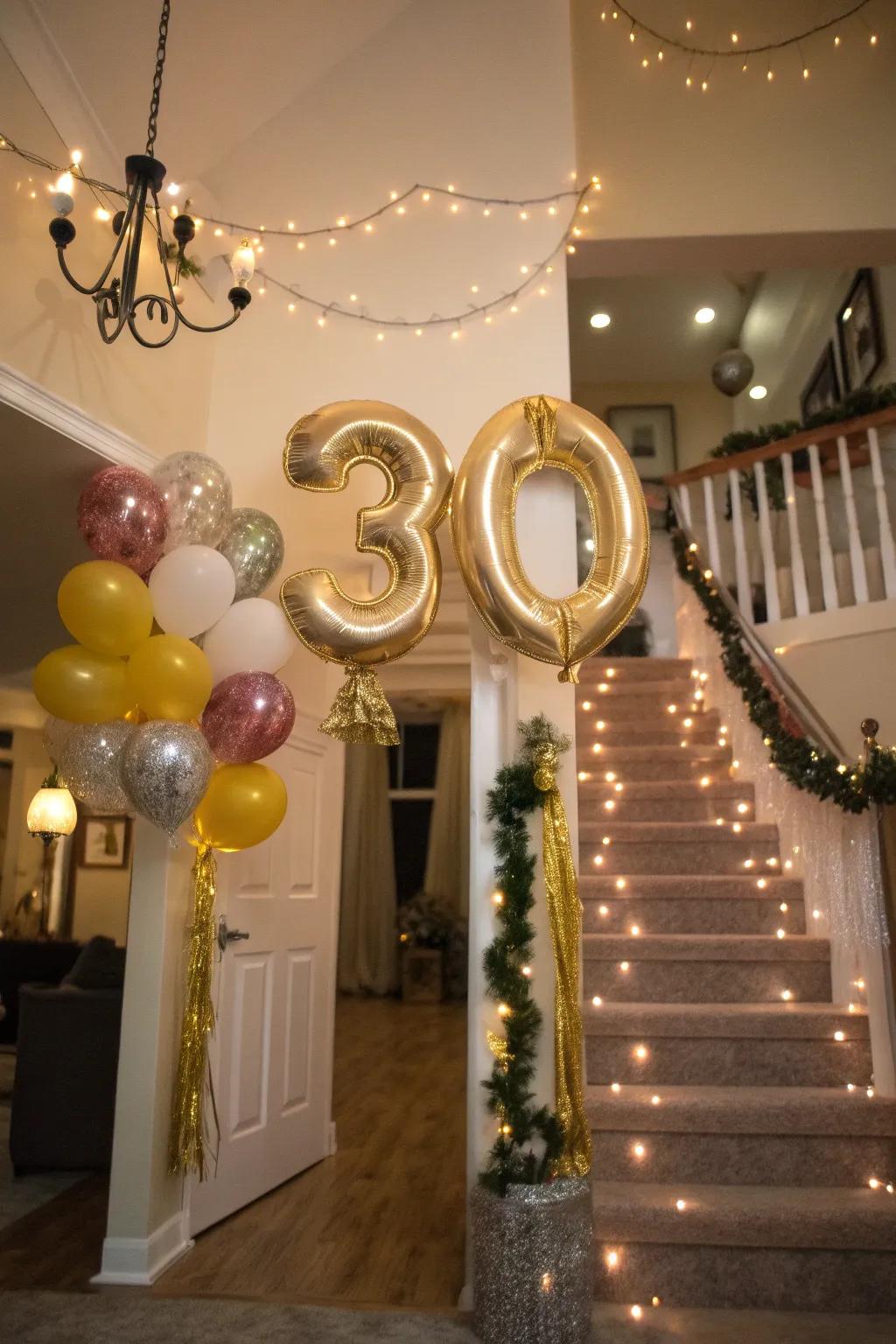 Celebrate milestones with personalized numeric balloons.