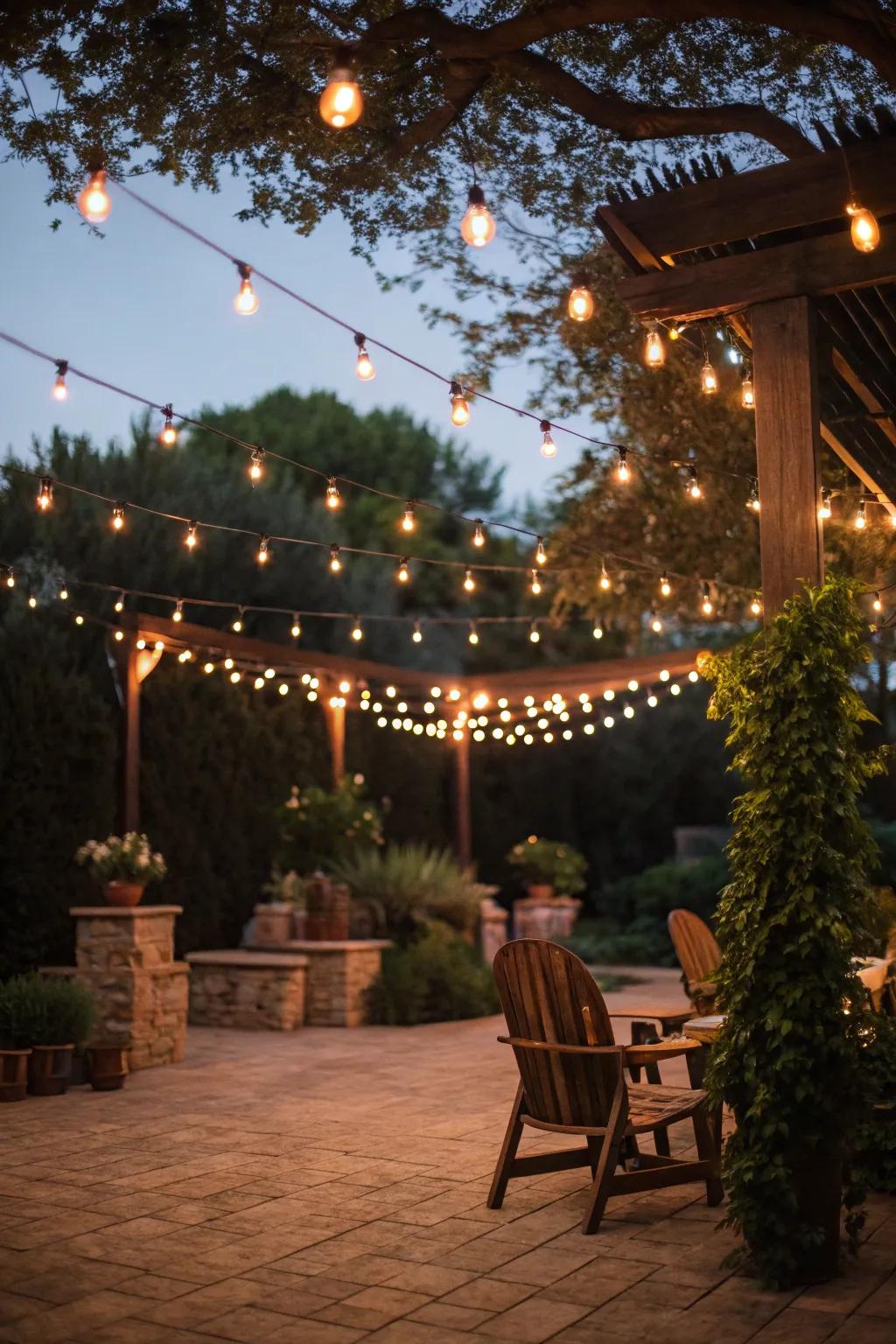 String barn lights add magical ambiance to patios.