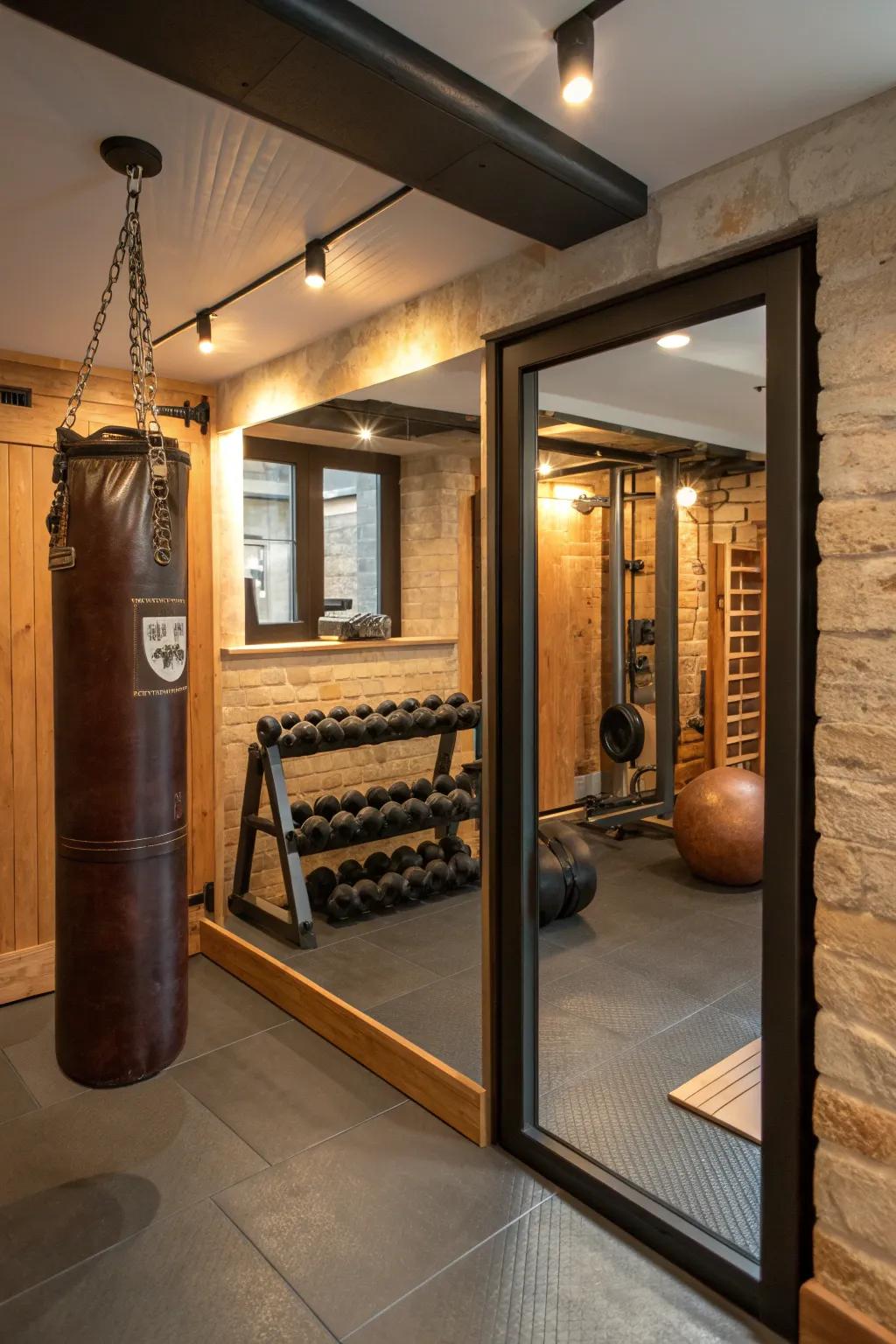 Discover the perfect blend of privacy and style with a hidden gym sanctuary.