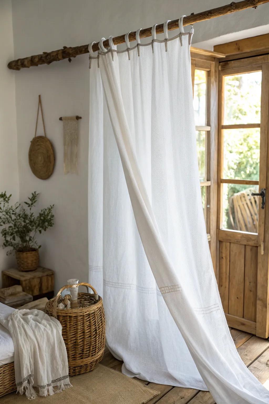 Elevate your space with rustic elegance: Simple rod pocket curtains that blend craftsmanship with minimalist charm.