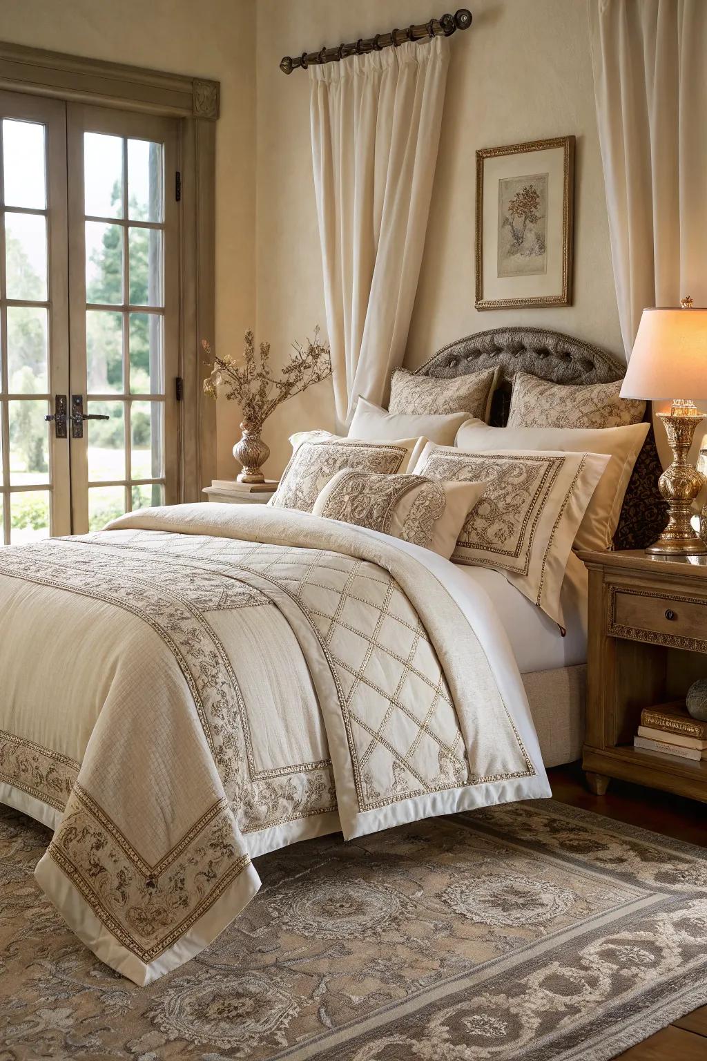 Quality bedding ensures comfort and style in this inviting bedroom.