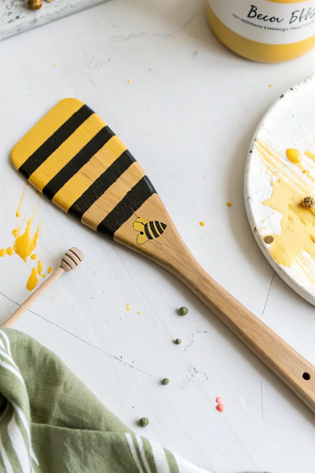 Discover the joy of spatula bee art - a playful and minimalist craft for little hands!