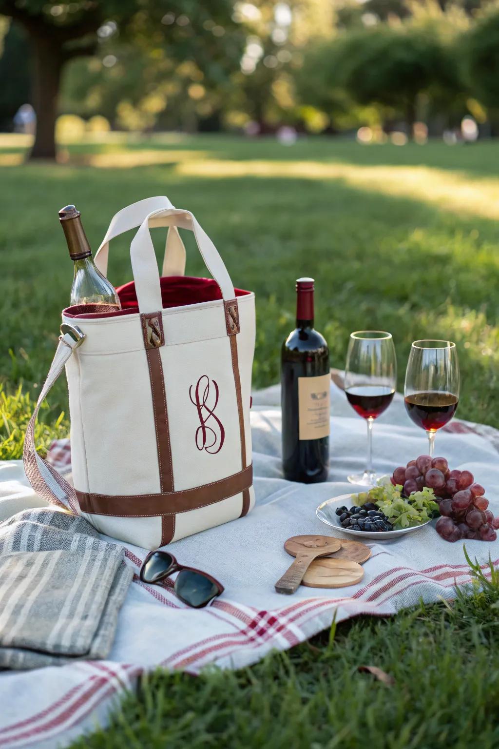 Carry your favorite wines in style with a customized wine tote.