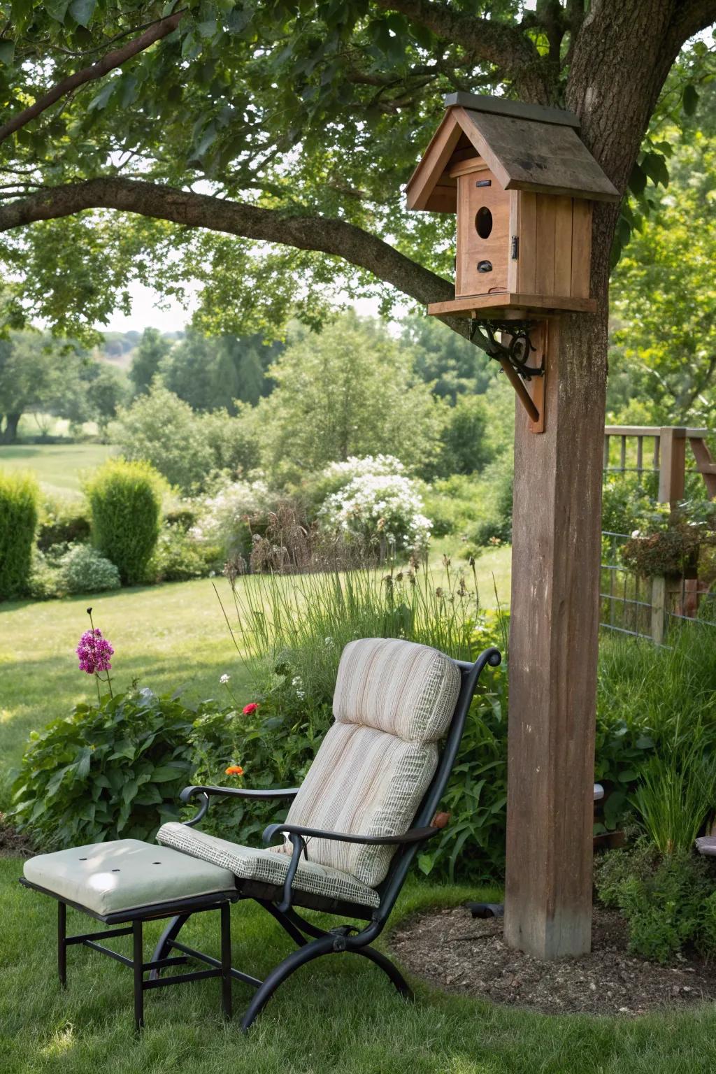 Relax and enjoy bird-watching with a dedicated garden perch.