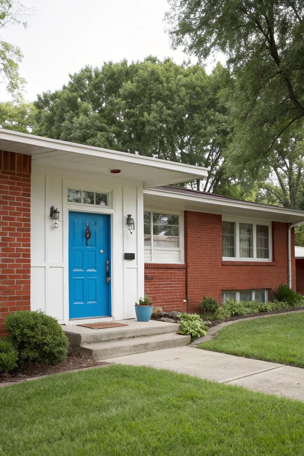 Bright blue doors add a contemporary edge to mid-century homes.