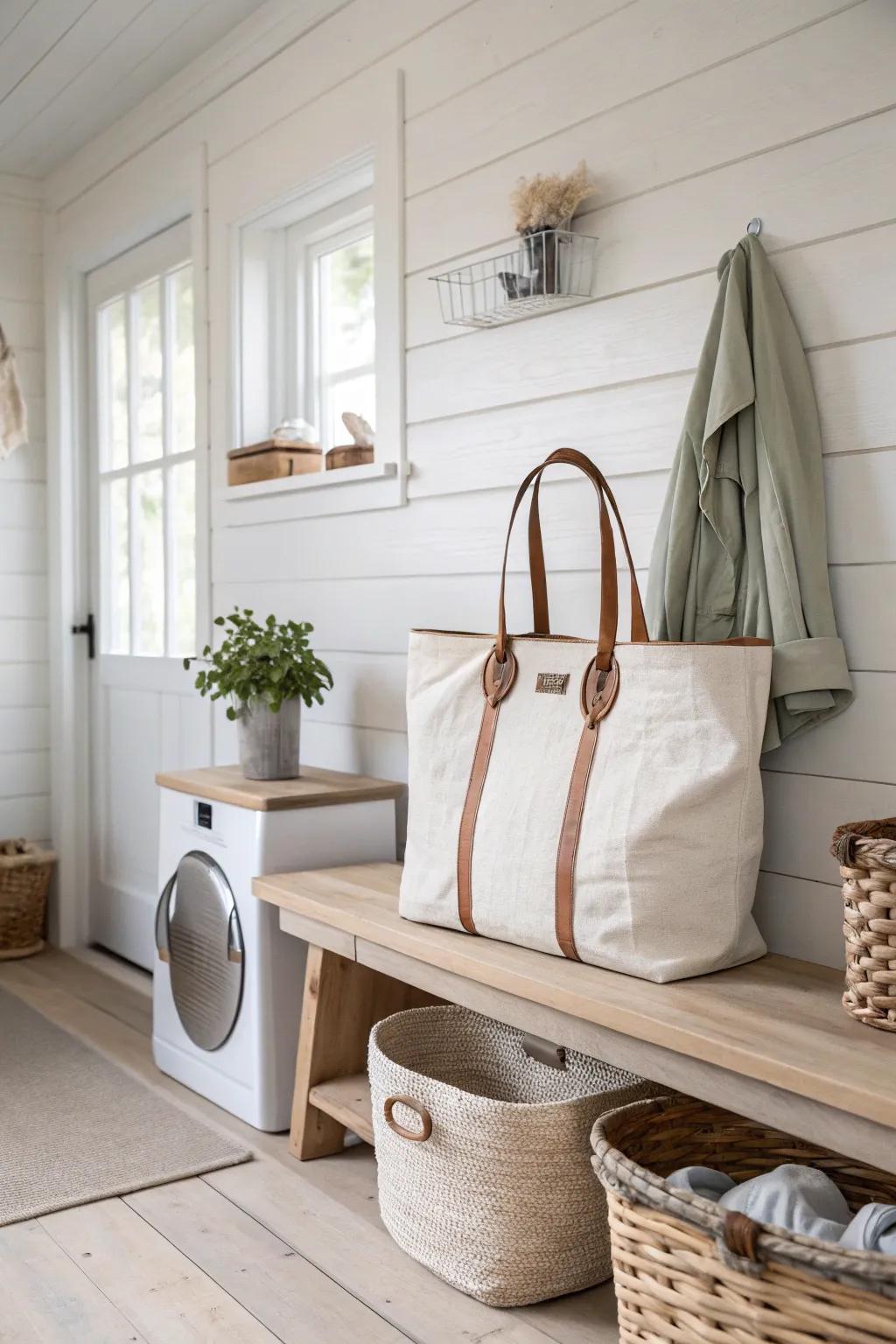Elevate your laundry game with a chic and functional tote—where simplicity meets style.