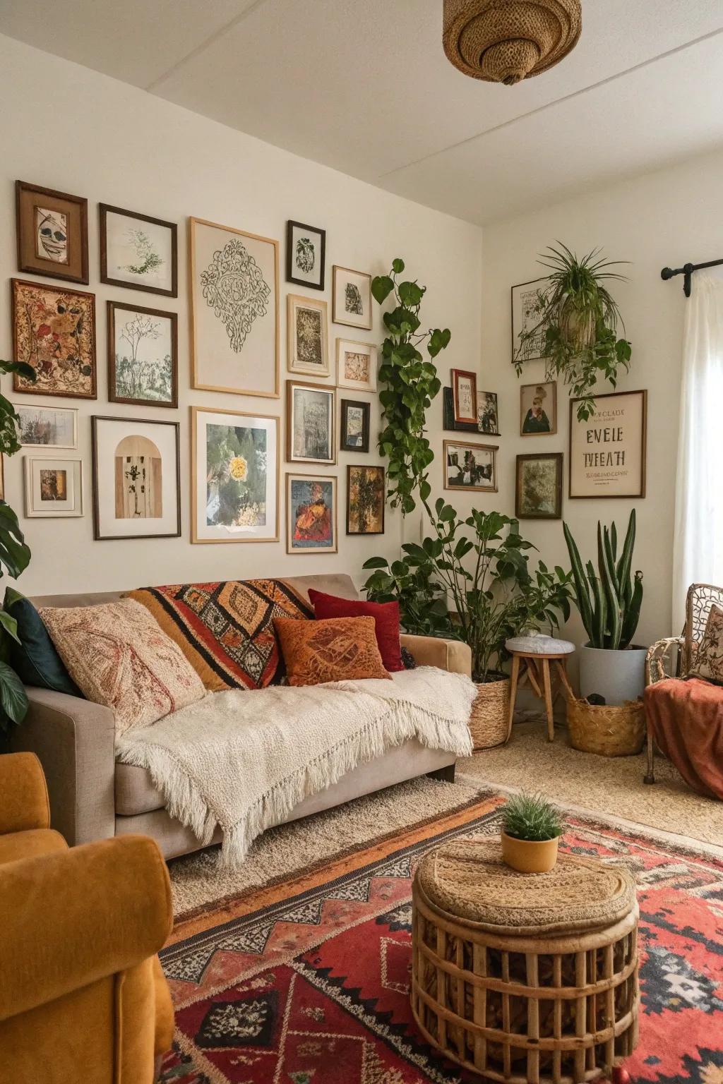 A gallery wall allows you to showcase personal style and interests.