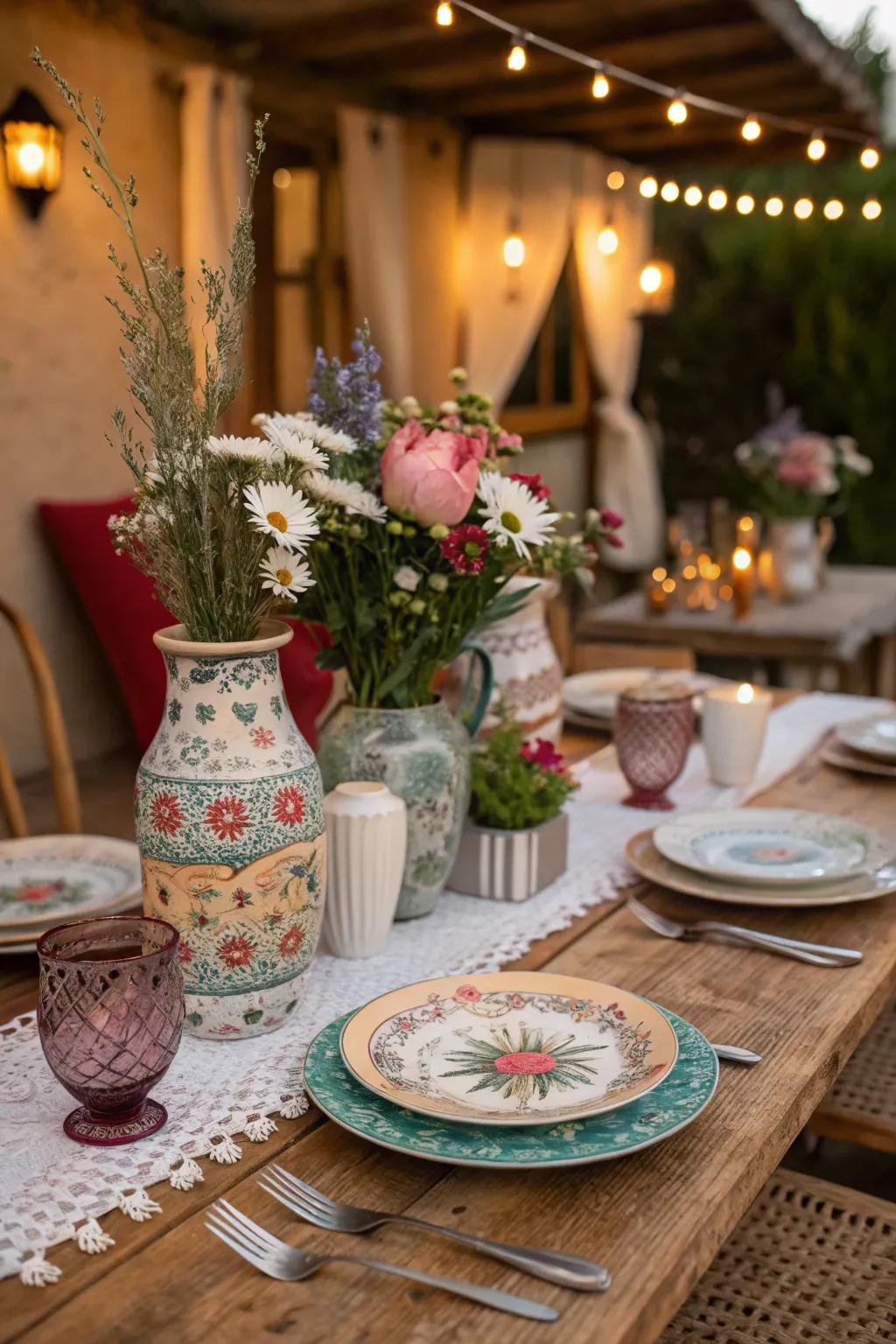 Vintage pieces add a nostalgic charm to your table.