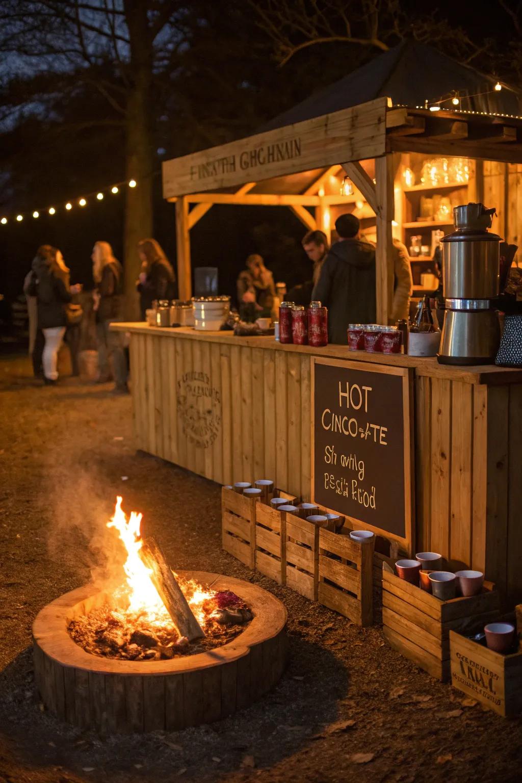 A hot beverage bar is perfect for staying cozy by the fire.