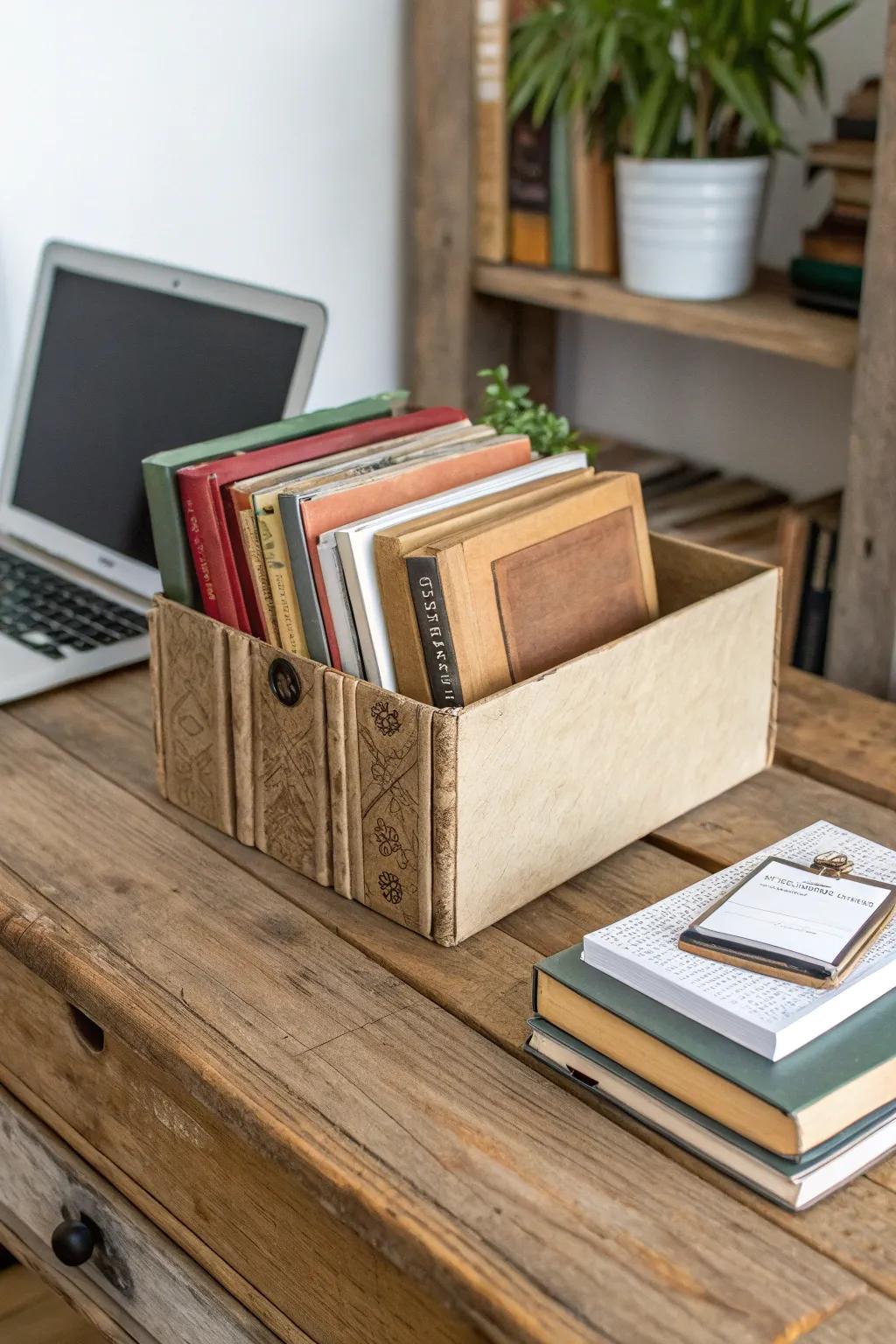 An eco-friendly book box for the sustainable home.