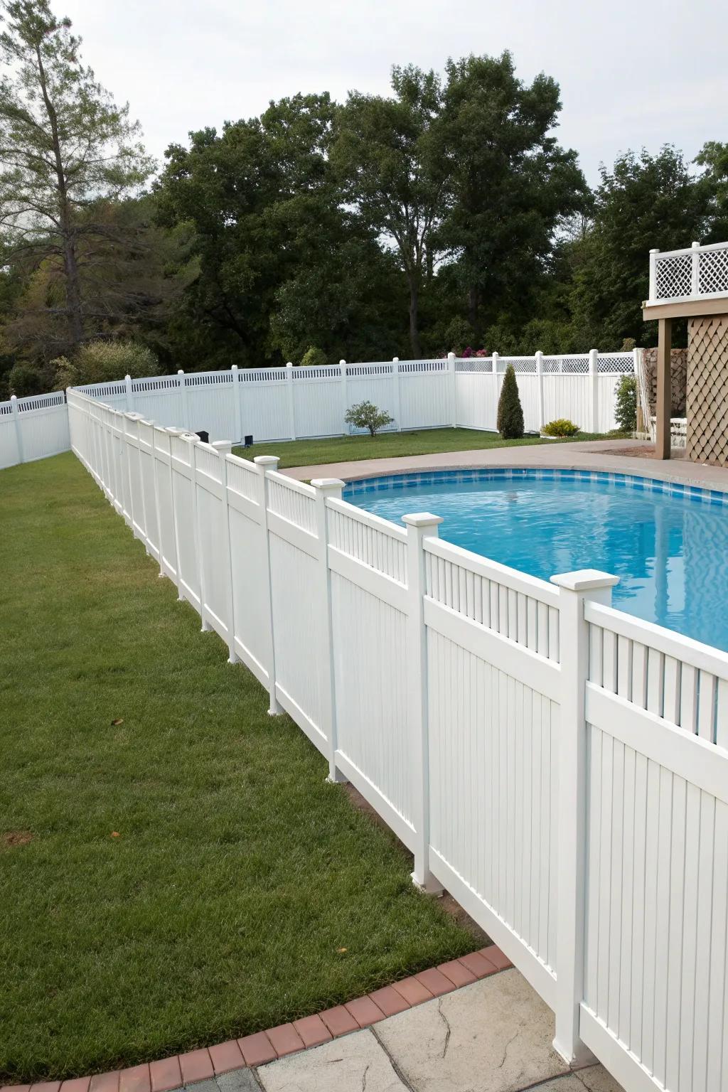 Vinyl fencing adds privacy and a touch of elegance to your pool deck.