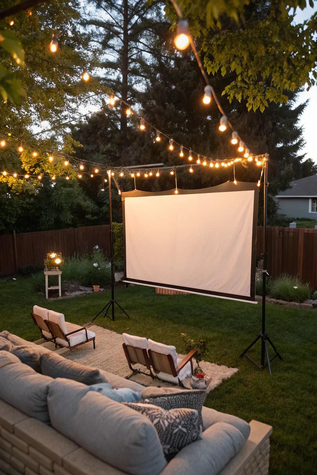 Enjoy movies under the stars with a DIY backyard theater.