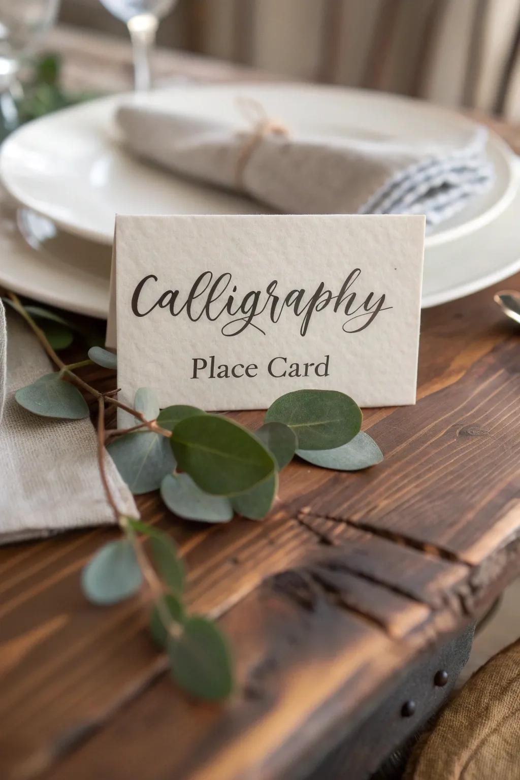 Elegant calligraphy place cards: a chic touch for your dinner party table.