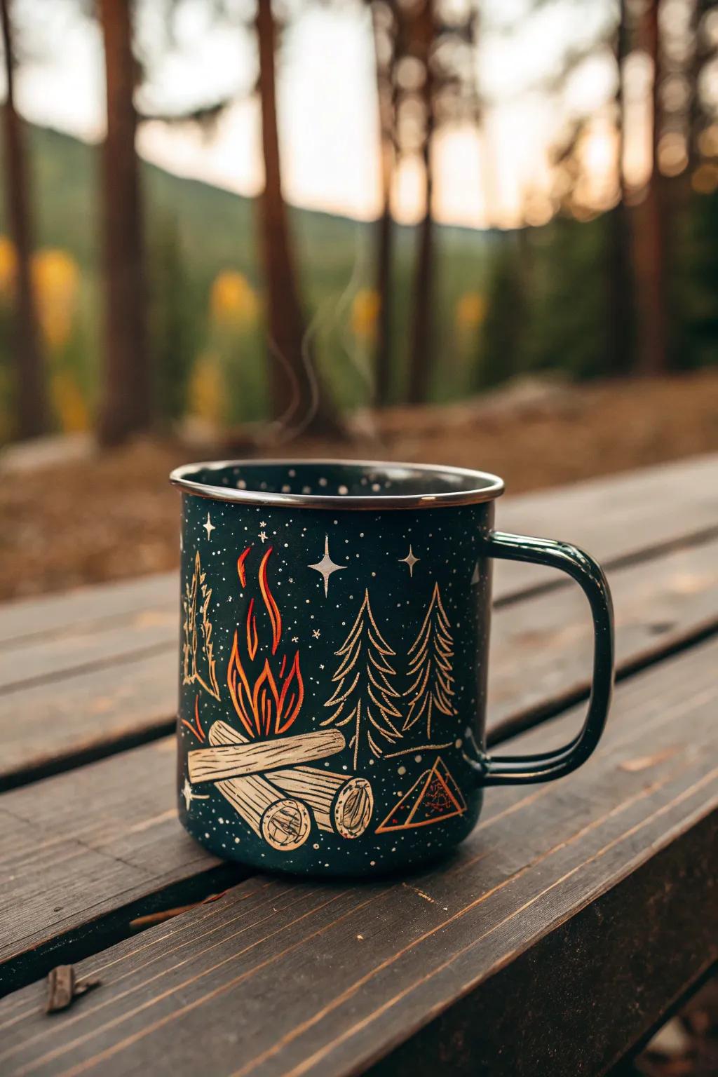 Start your morning with a touch of adventure—craft your own campfire mug design!