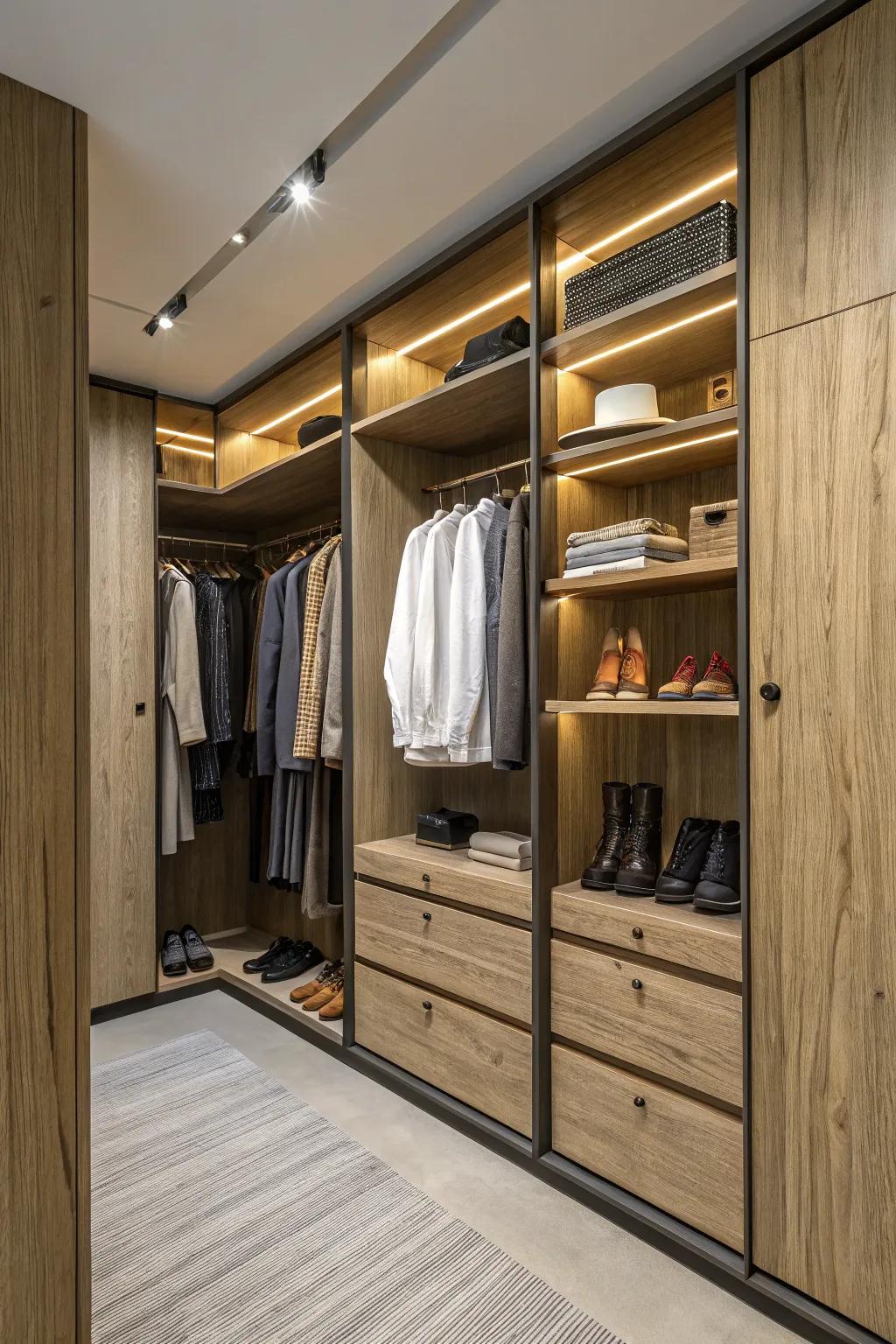 Textured panels transform your closet into a striking design feature.