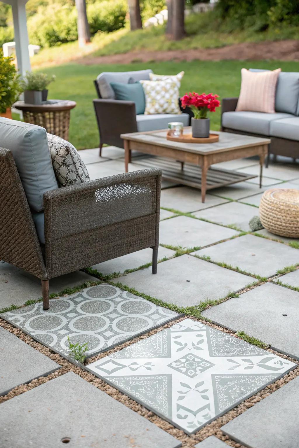 Temporary tiles offer a stylish, non-permanent patio solution.