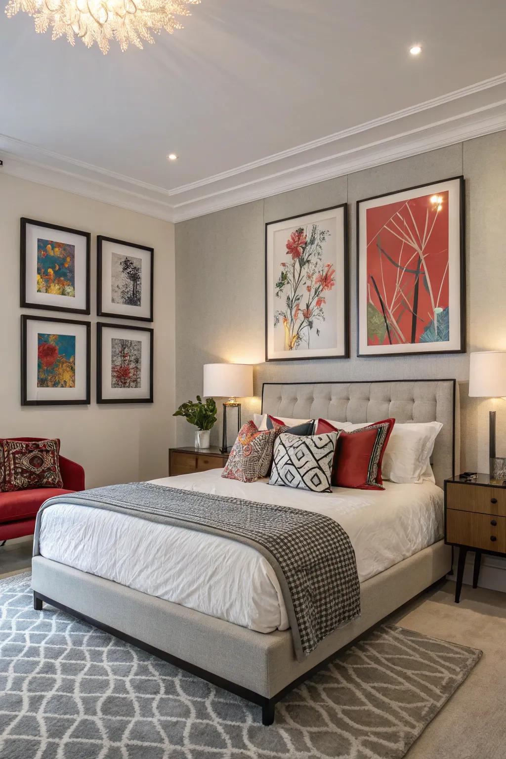 Art adds a personal touch and enhances the aesthetic of a bedroom.